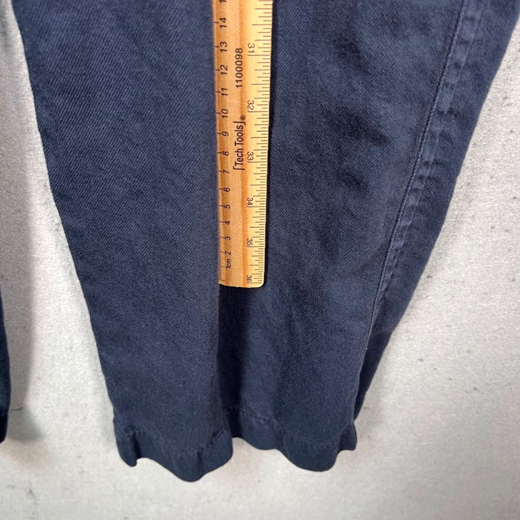 Vince Vince Womens Pants Navy Blue Flat Front Straight Leg Crop Pockets Inseam 31 High Rise Size 10 Cotton Linen Lyocell Blend Size 32" / US 10 / IT 46 - 7 Thumbnail
