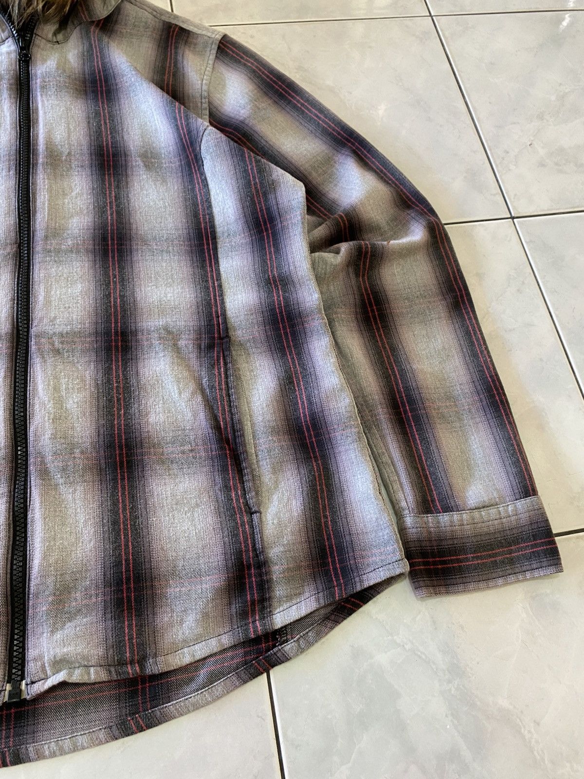 Japanese Brand Fur Net Man Slim Fit Classic Grey Plaid Hoodie Full Zip Size US L / EU 52-54 / 3 - 7 Thumbnail