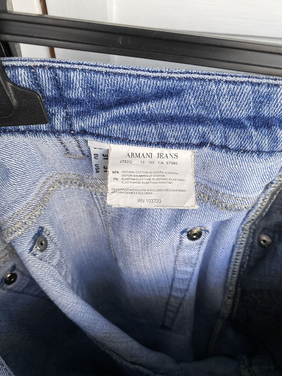Armani × Giorgio Armani × Vintage Vintage Armani Jeans Y2K Pocket Logo Denim Pants Light Blue Size 31" - 11 Thumbnail