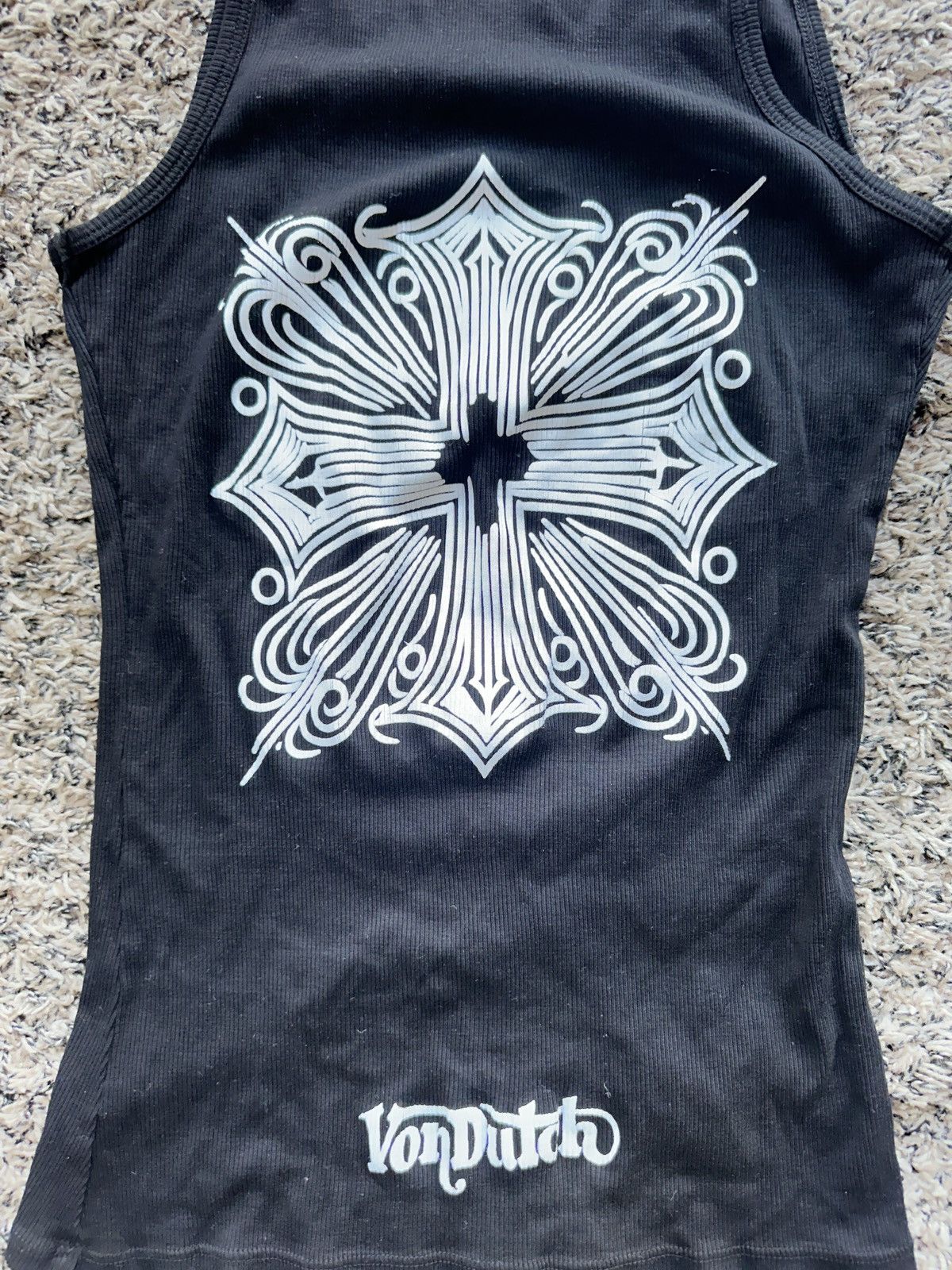 Von Dutch Von Dutch Black Ribbed Tank Top – Gothic Cross Graphic Size US L / EU 52-54 / 3 - 4 Thumbnail