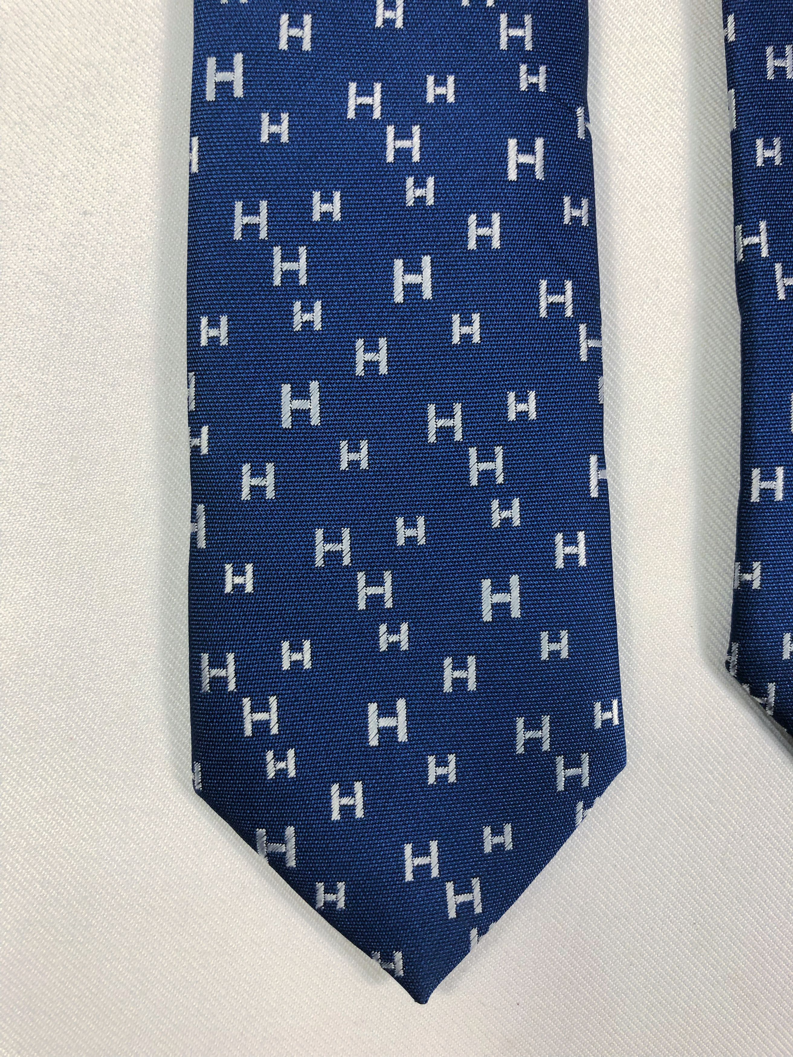 Hermes Rare Hermes Monogram Silk Tie Made in Italy Size ONE SIZE - 4 Thumbnail