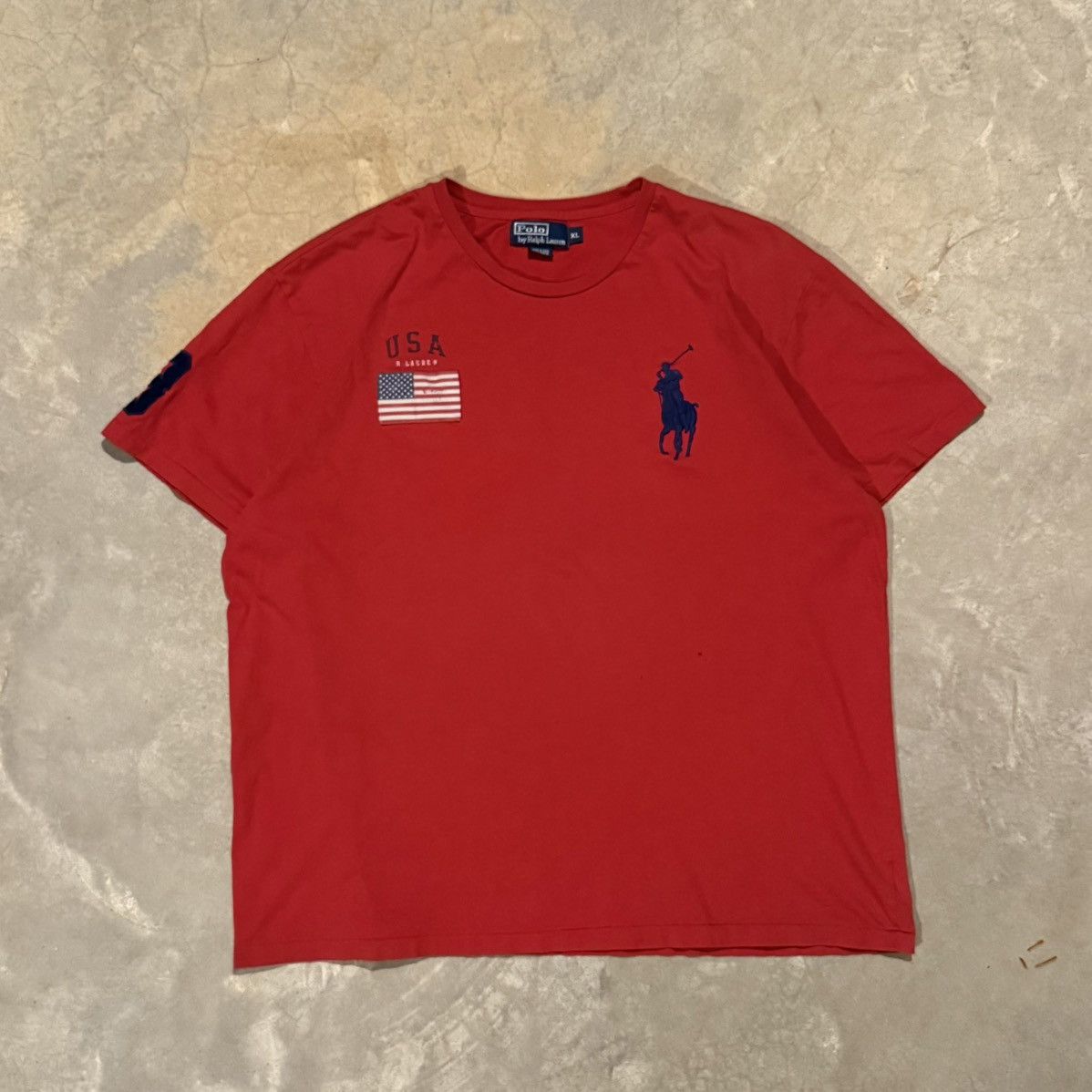Polo Ralph Lauren Vtg 2000s Polo Ralph Lauren USA Pony Patch Tee Chief Keef Size US XXL / EU 58 / 5 - 1 Thumbnail