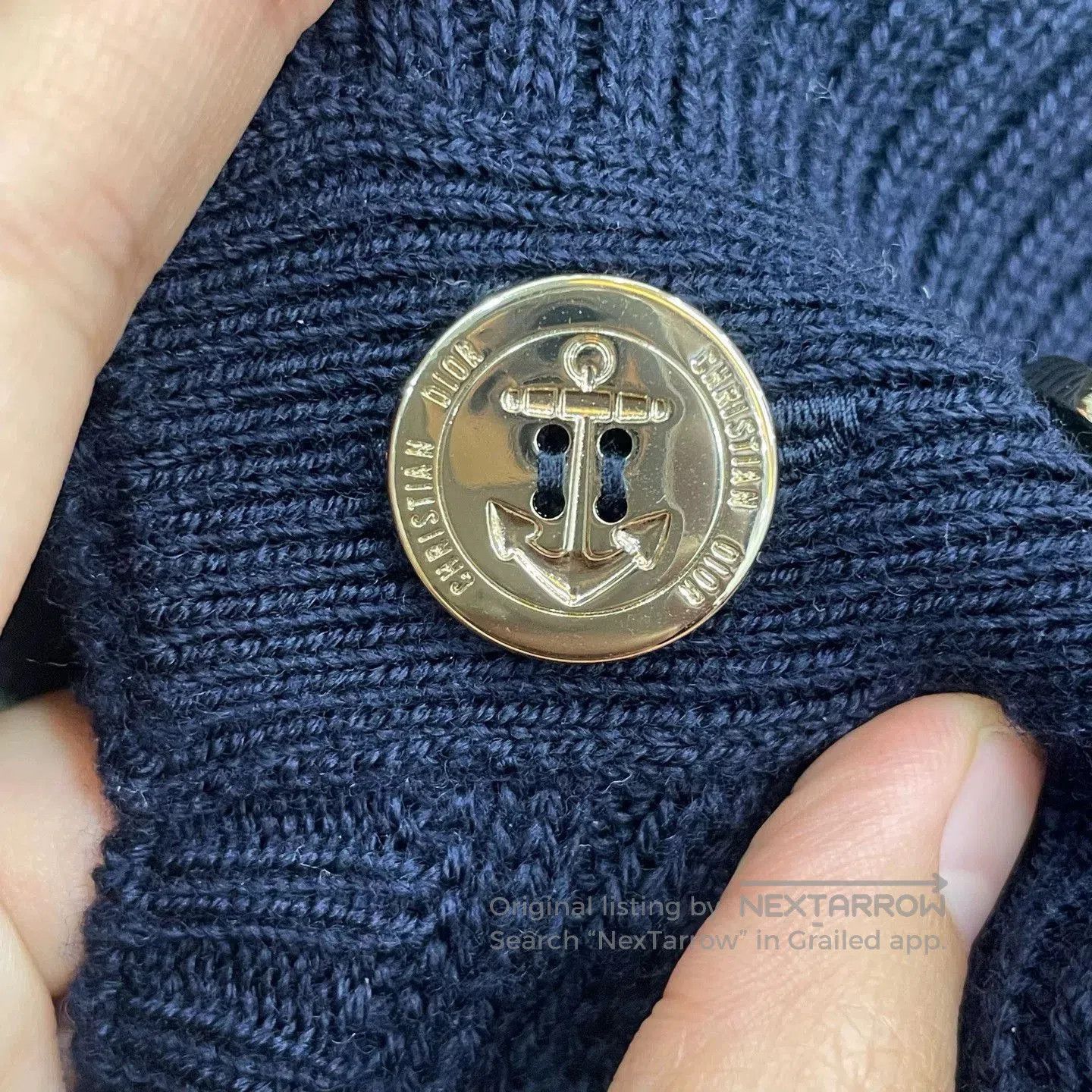 Dior navy striped short sleeve knit top. Size US XS / EU 42 / 0 - 5 Thumbnail