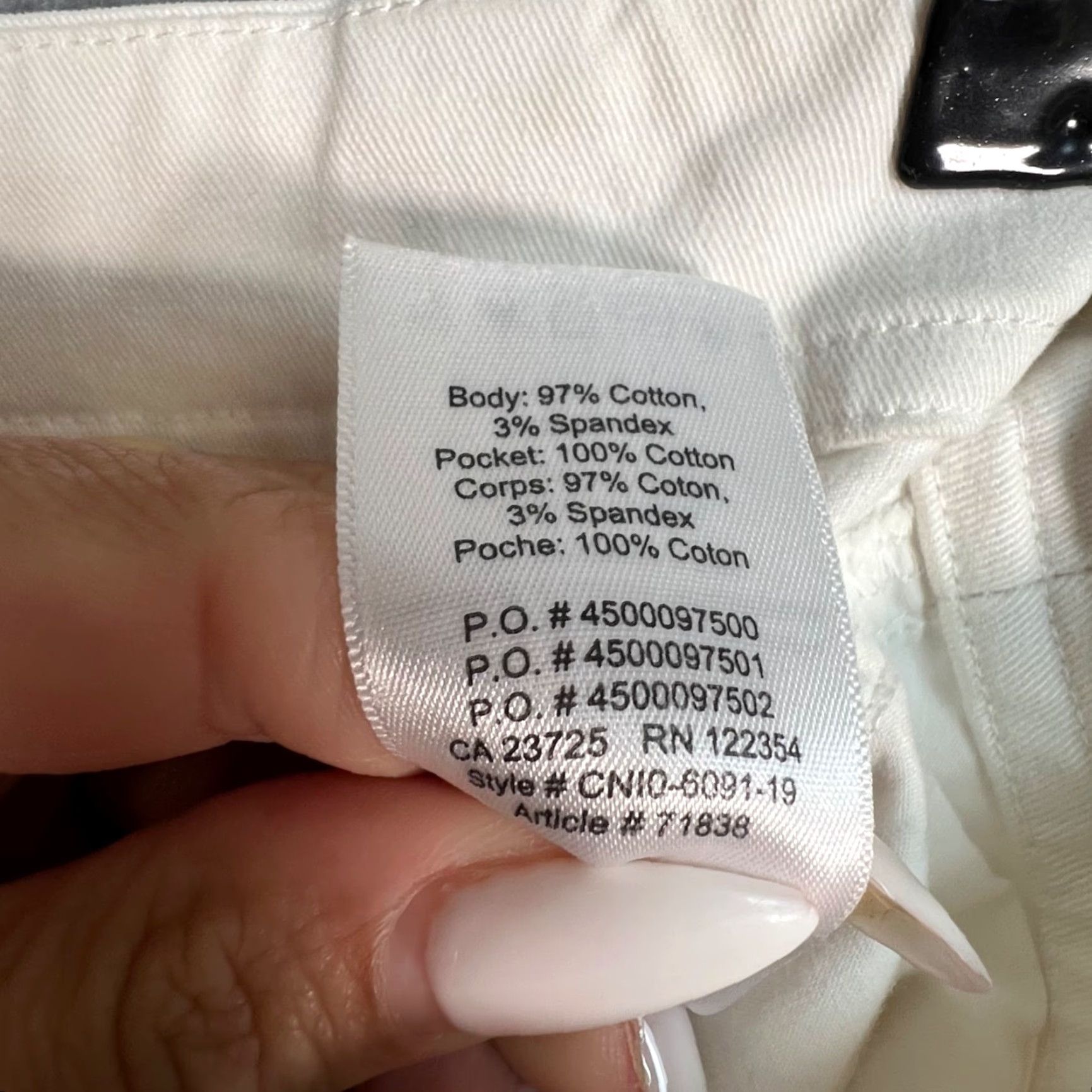 Vintage Babaton White High-Waisted Button-Fly Pants Womens 00 Cotton Blend Size 24" / US 00 / IT 34 - 4 Thumbnail