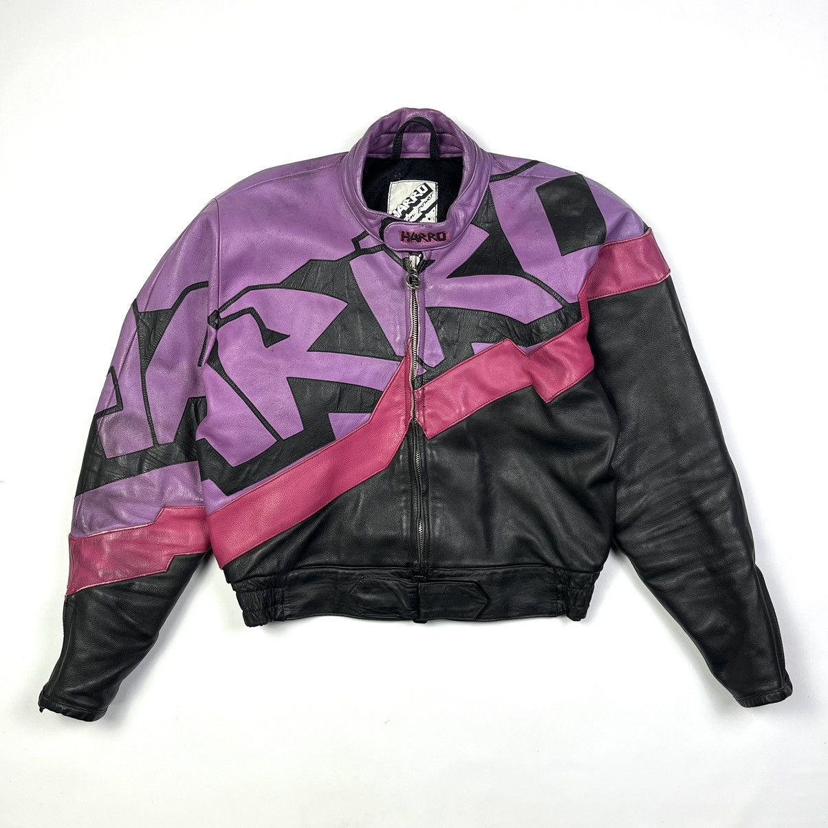 image of Hard Rock Cafe x Leather Jacket Harrd Vintage Leather Moto Jacket Purple, Women's (Size 2XL)