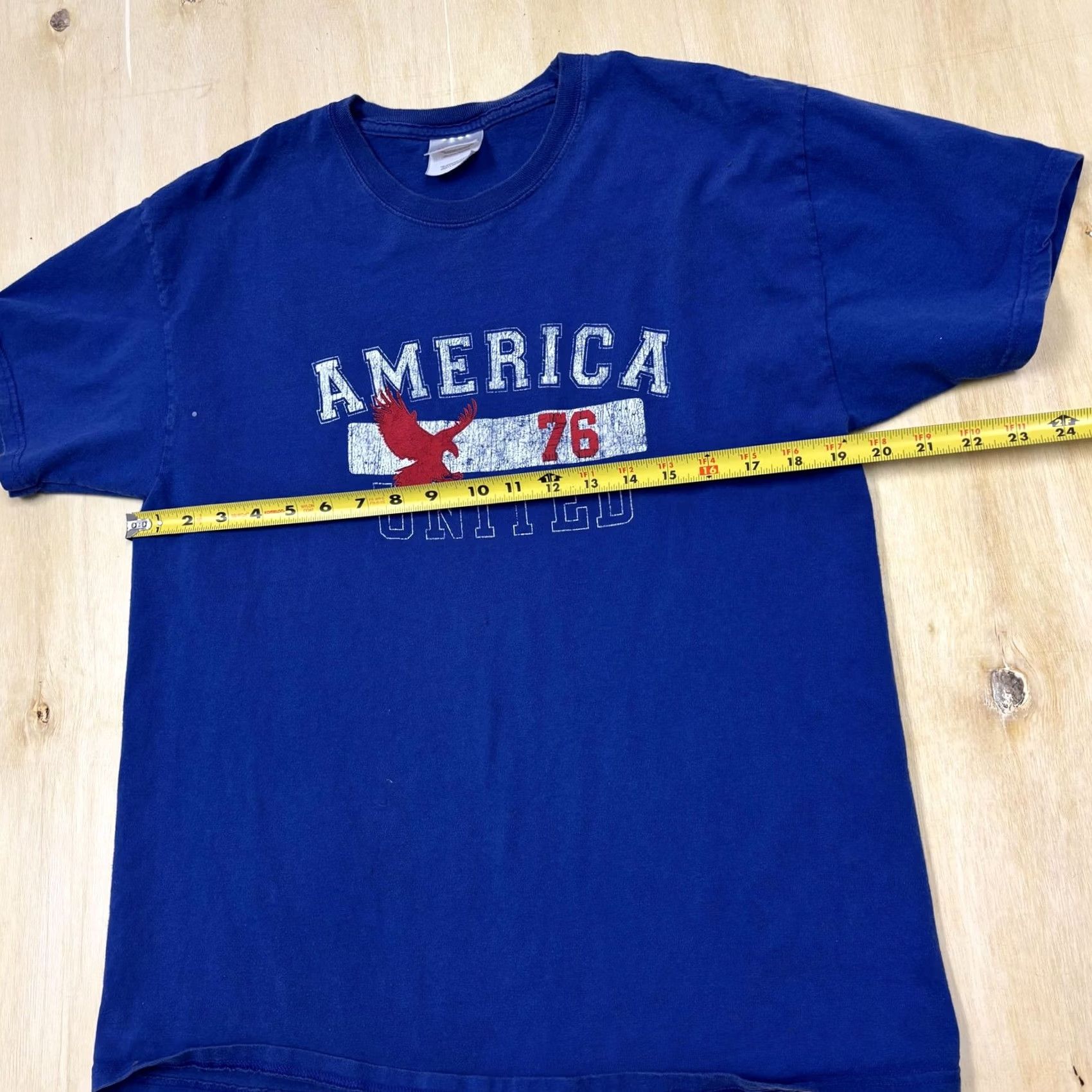 Hanes Y2K America United 76 Eagle Shirt Mens Large Blue Graphic Tee T-Shirt Size US L / EU 52-54 / 3 - 3 Thumbnail