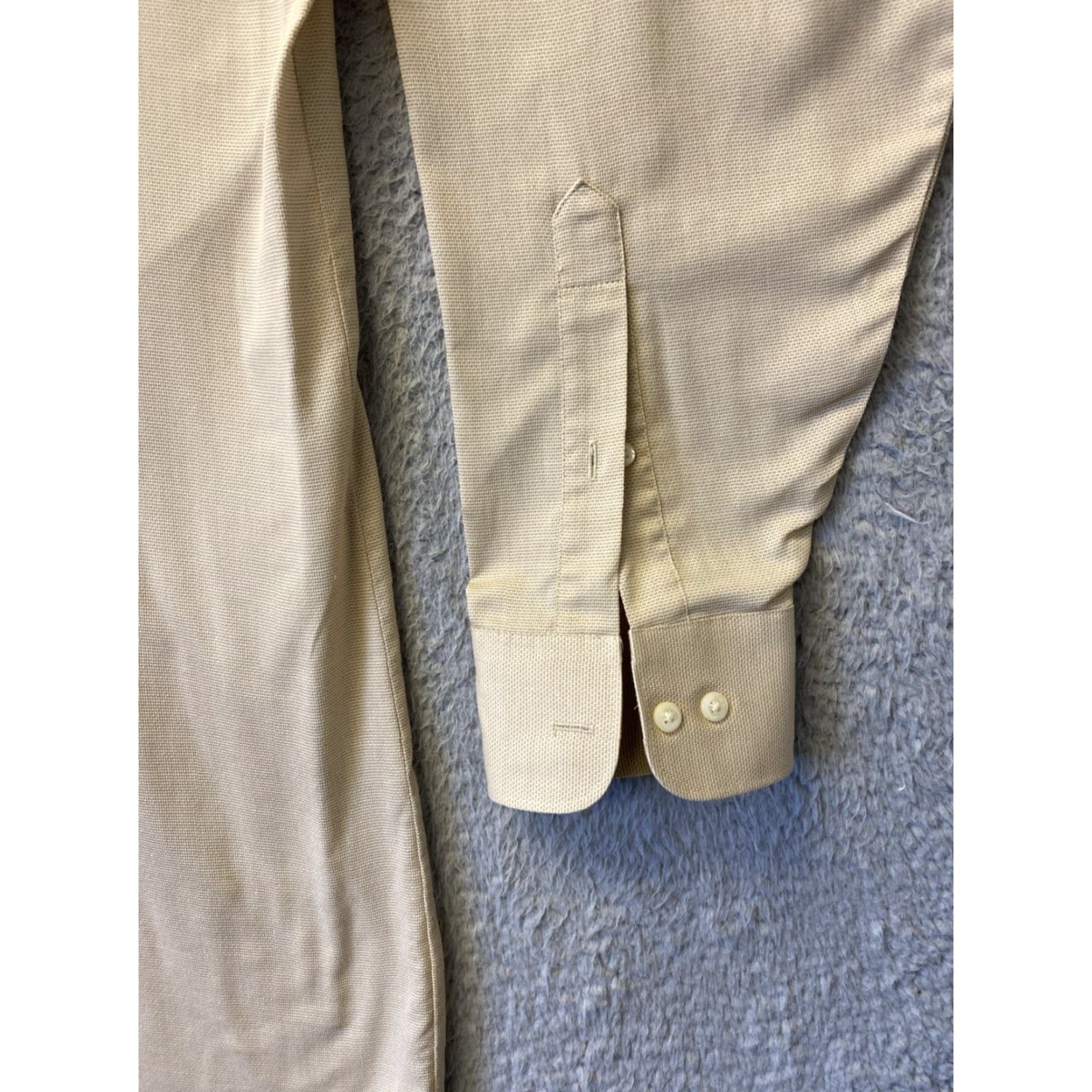 Geoffrey Beene Geoffrey Beene Men's Dress Shirt 18.5/36 Wrinkle Free Tan Button Up Formal Fitted Size 48R - 2 Thumbnail