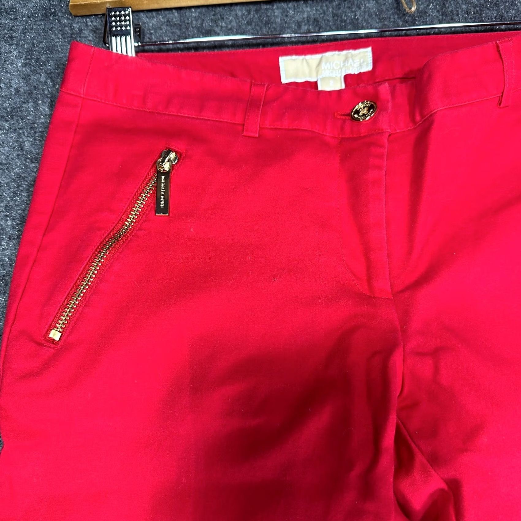 Michael Kors Michael Kors Women Red Stretch Trousers Pants Size 2 Tapered Leg Zip Pockets Size 26" / US 2 / IT 38 - 4 Thumbnail