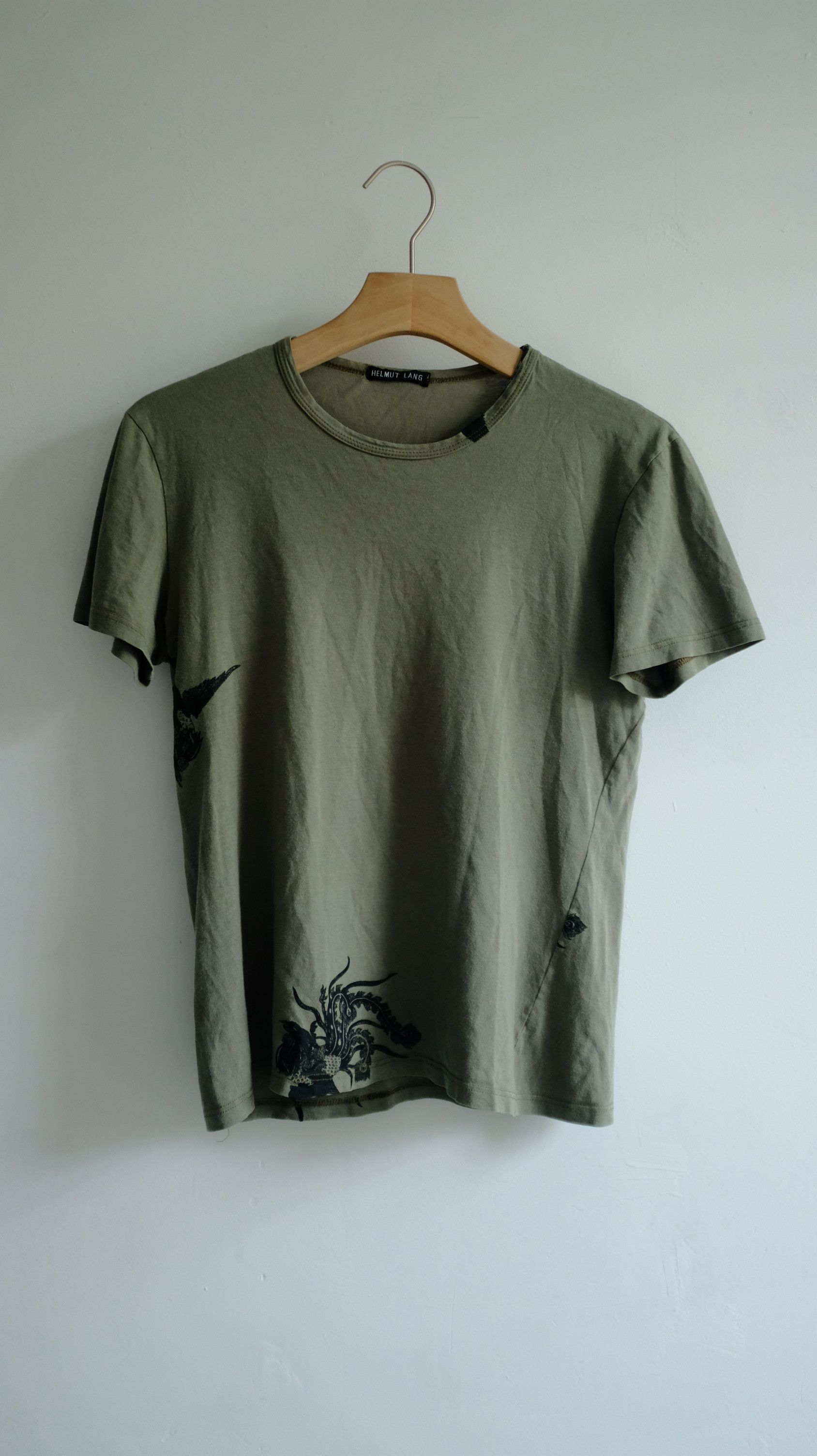 Image of Helmut Lang "phoenix" T-Shirt in Green Olive, Men's (Size Small)