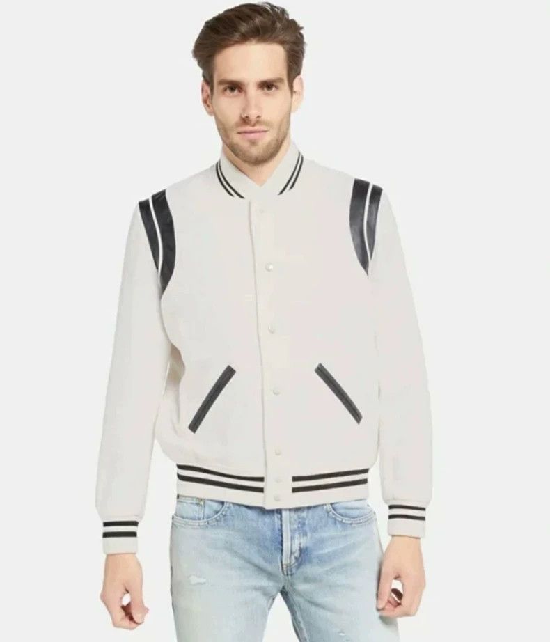Saint Laurent Paris Saint Laurent Paris22fw white wool patchwork Teddy jacket Size US L / EU 52-54 / 3 - 9 Thumbnail