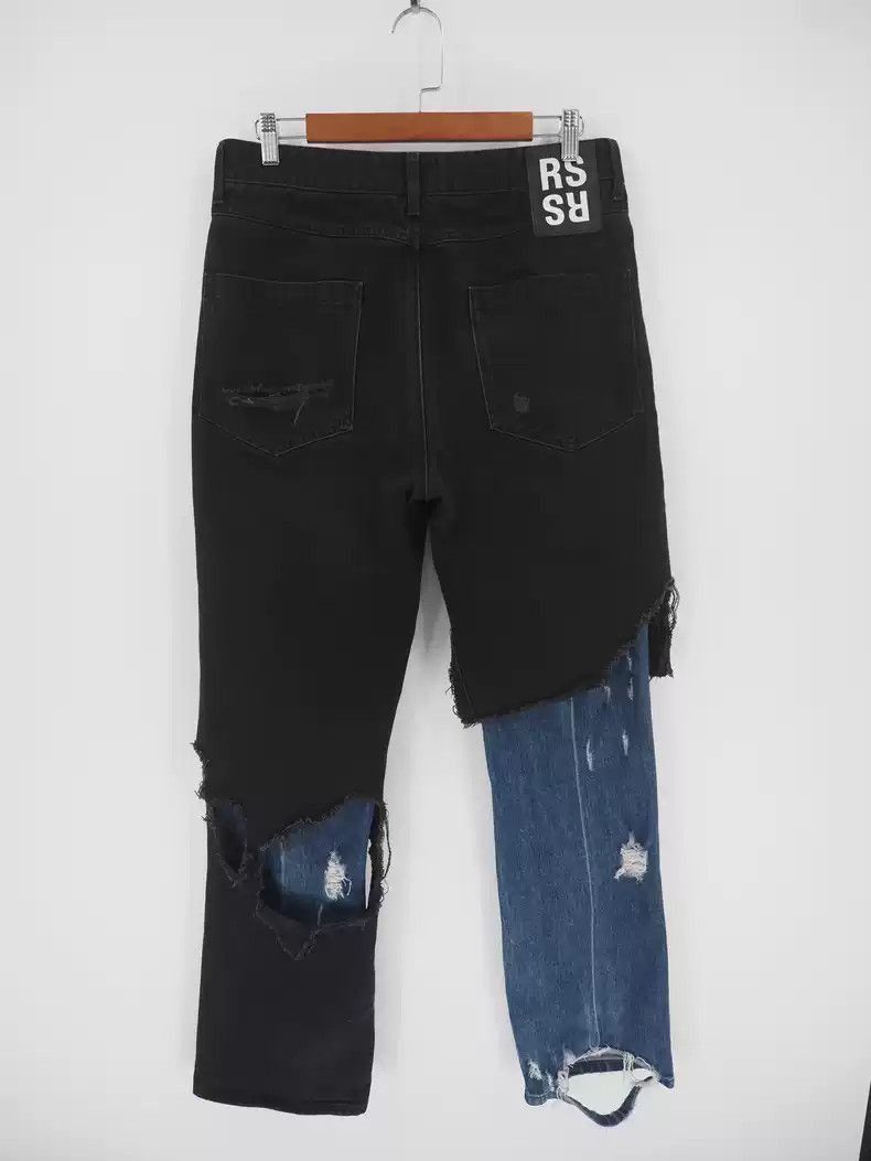 Raf Simons Raf Simons Blue-black stitching double-layer jeans Size US 29 - 4 Thumbnail