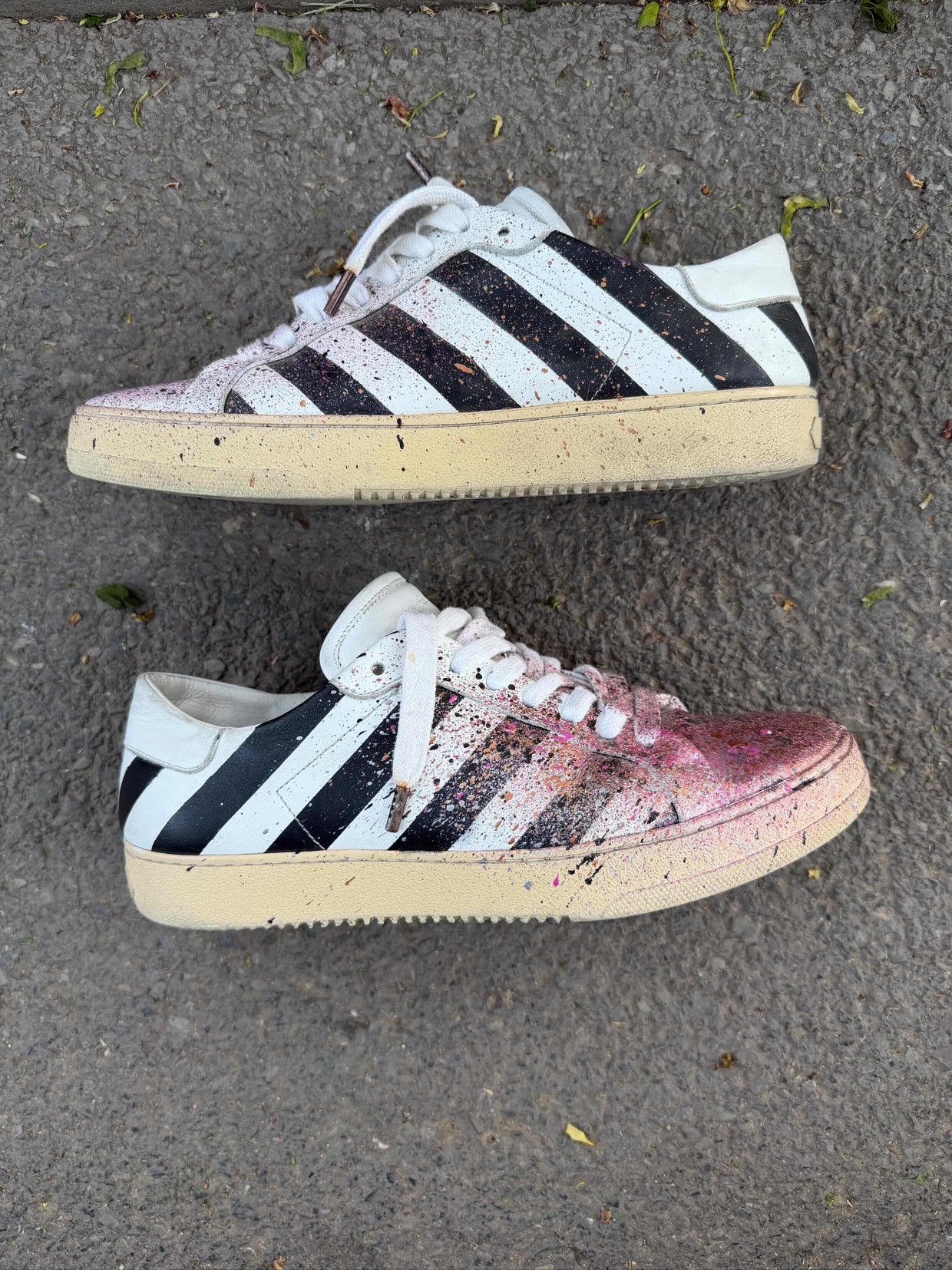 Off-White Off White White & Black Diagonal classic Sneakers Size US 8 / IT 38 - 1 Thumbnail