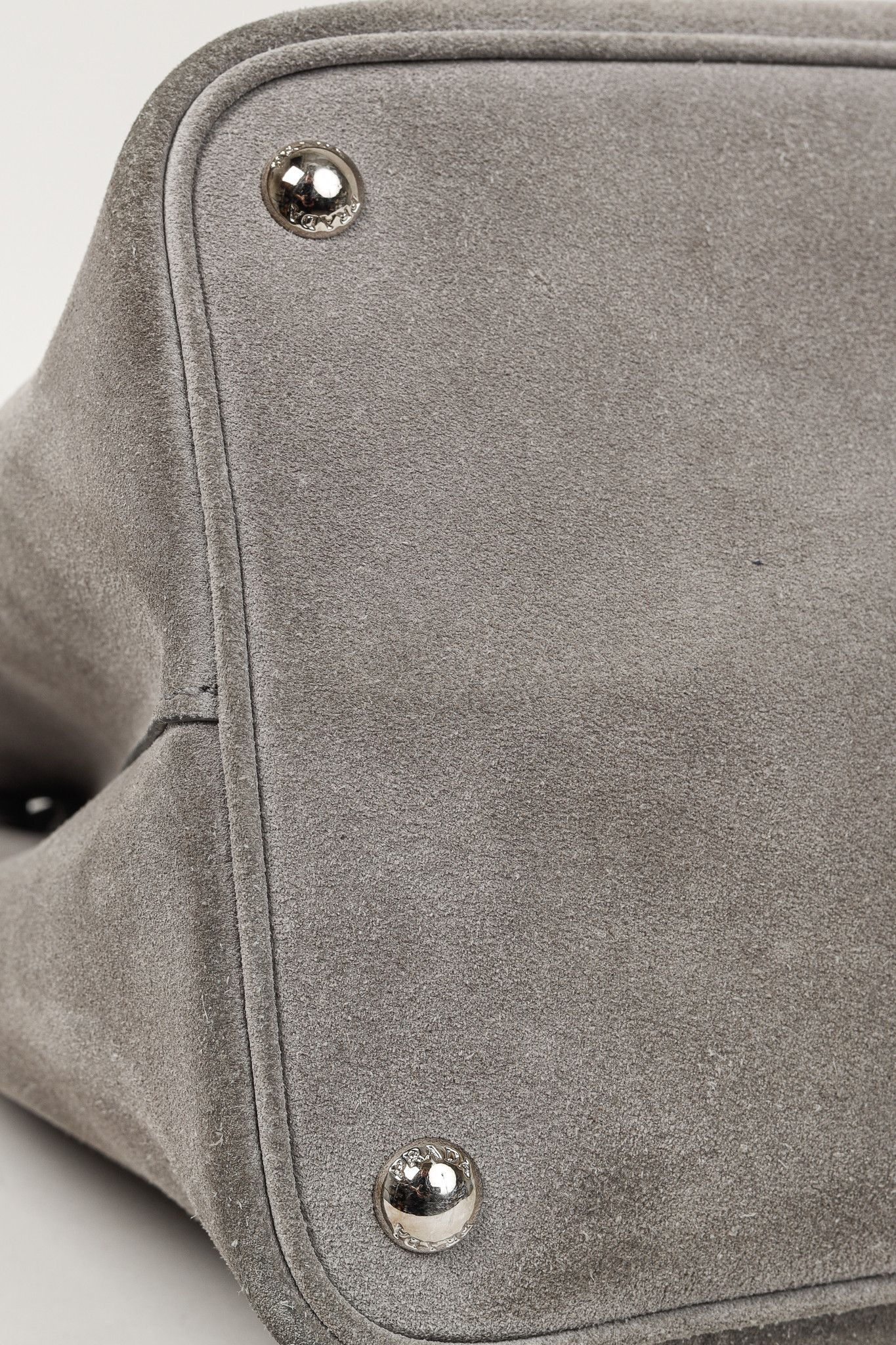 Prada Prada Acciaio Scamosciato Grey Suede Double Bag Tote Size ONE SIZE - 6 Thumbnail