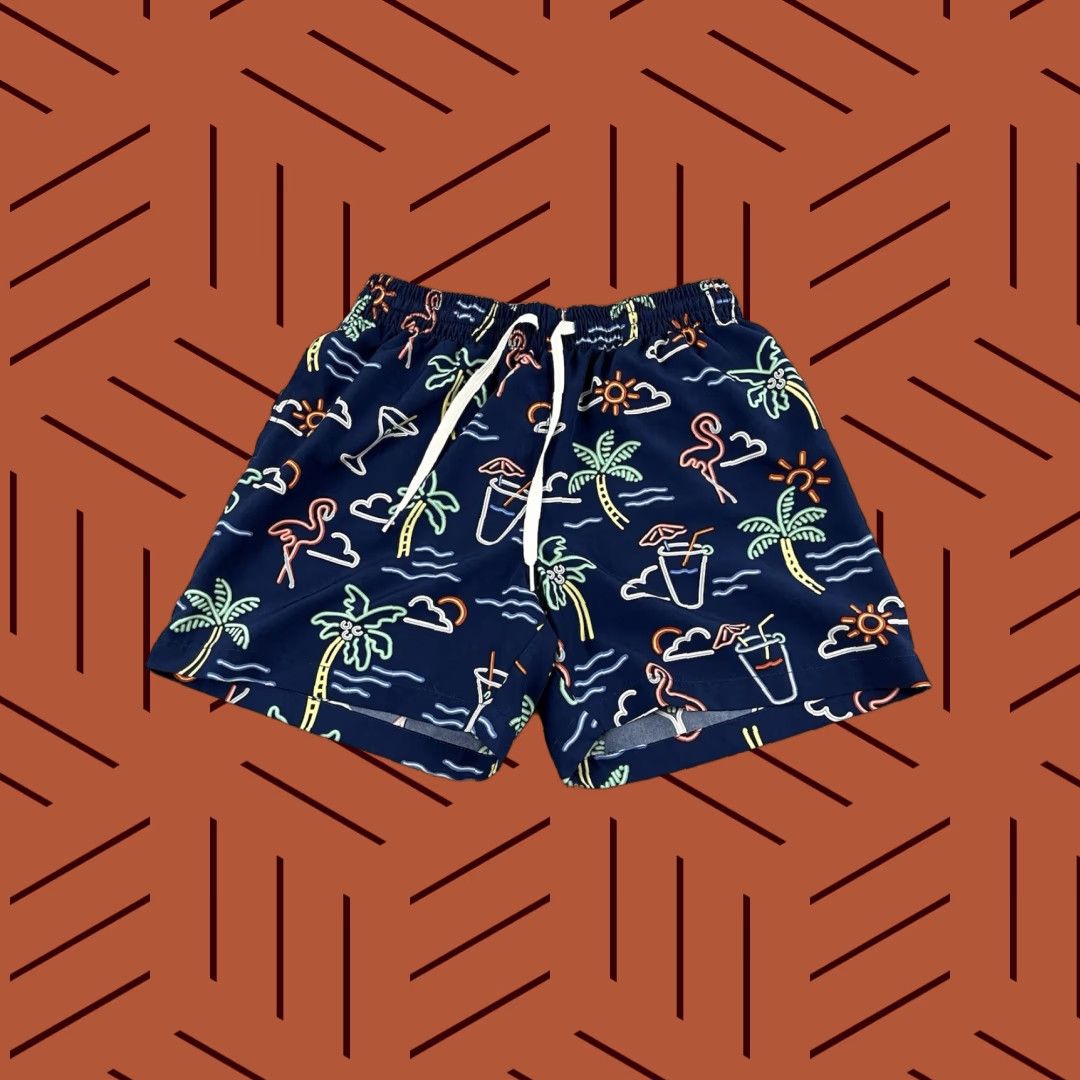 Chubbies CHUBBIES Swim Trunks Mens Medium Blue Neon Lights Lined 5.5" Short Size US 31 - 1 Thumbnail