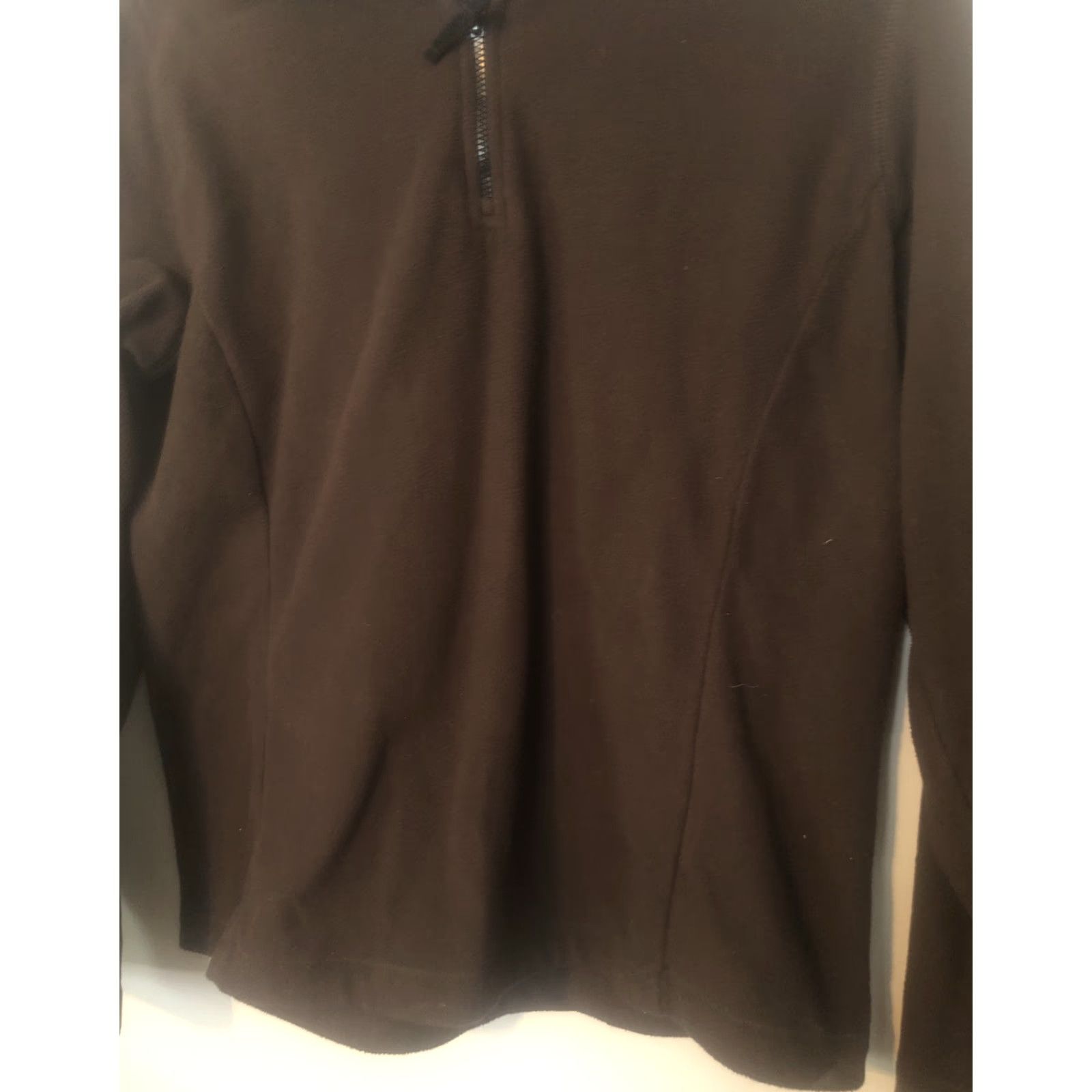 Lands' End Lands' End Women's Brown Fleece 1/4 Zip Pullover Top Long Sleeve Regular Size L Size L / US 10 / IT 46 - 2 Thumbnail