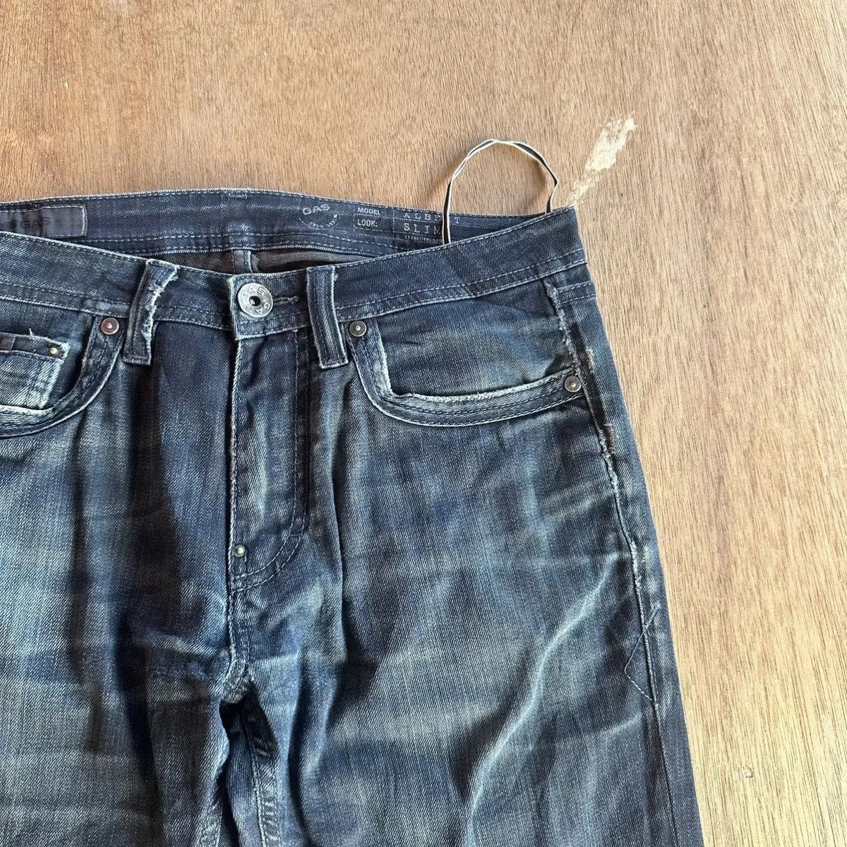 GAS GAS JEANS VINTAGE LABEL COW LEATHER DISTRESSED DENIM PANTS Size US 30 / EU 46 - 5 Thumbnail