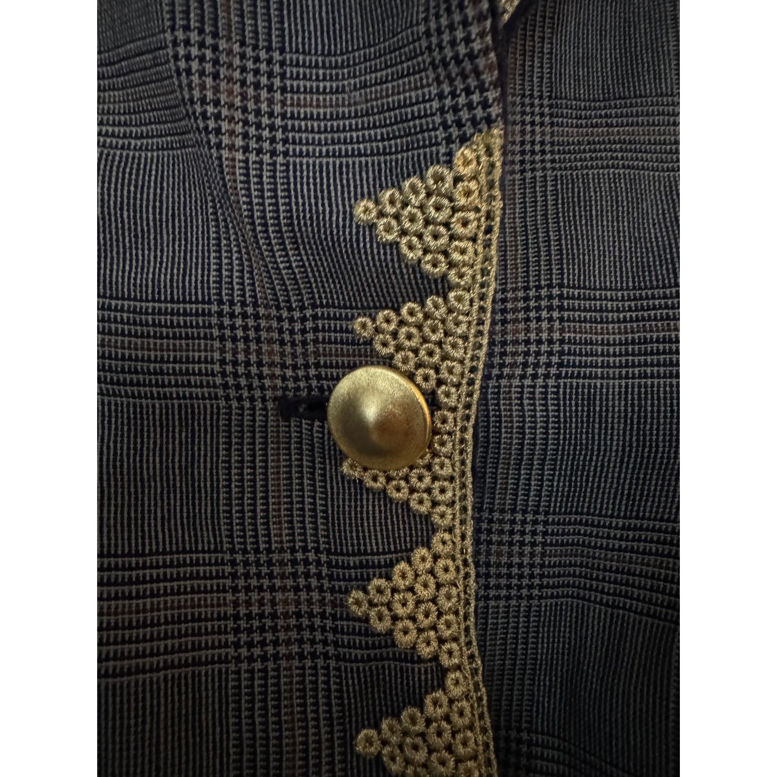 Ports 1961 Ports 1961 Gold-Embroidered Glen Plaid Blazer Size S / US 4 / IT 40 - 5 Thumbnail