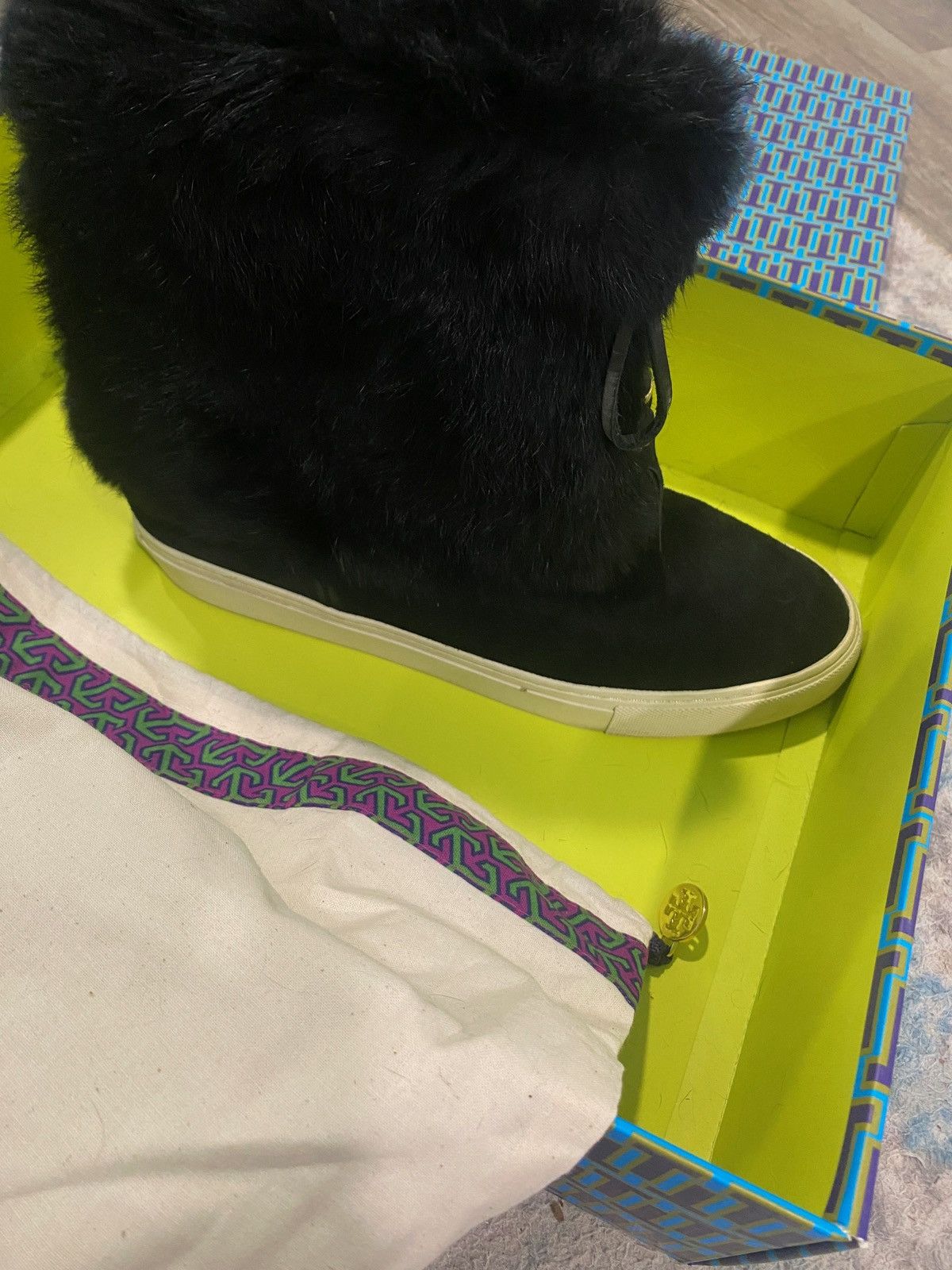 Tory Burch Tory Burch black Anjelica boots rabbit fur split suede Size US 11 / IT 41 - 3 Thumbnail