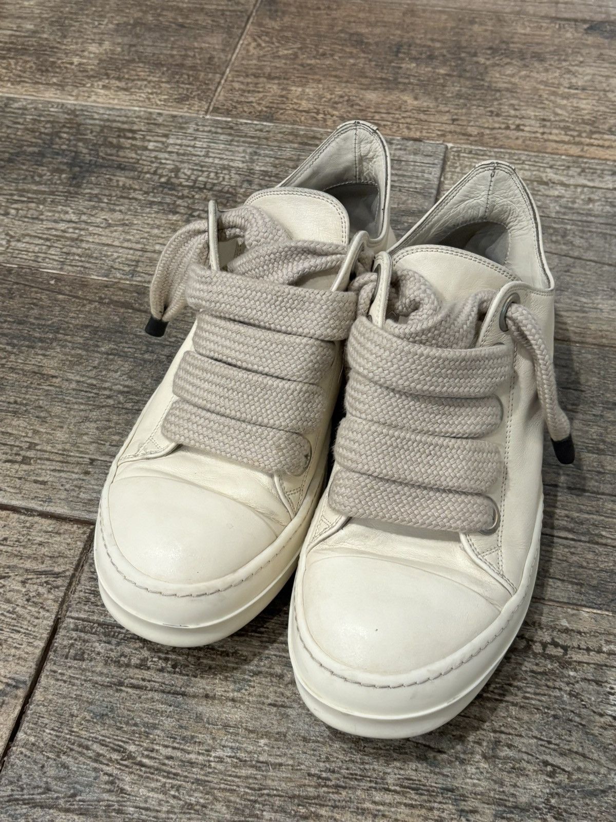 Rick Owens Cream Jumbo Lace Ramones Low Size US 8.5 / EU 41-42 - 4 Thumbnail