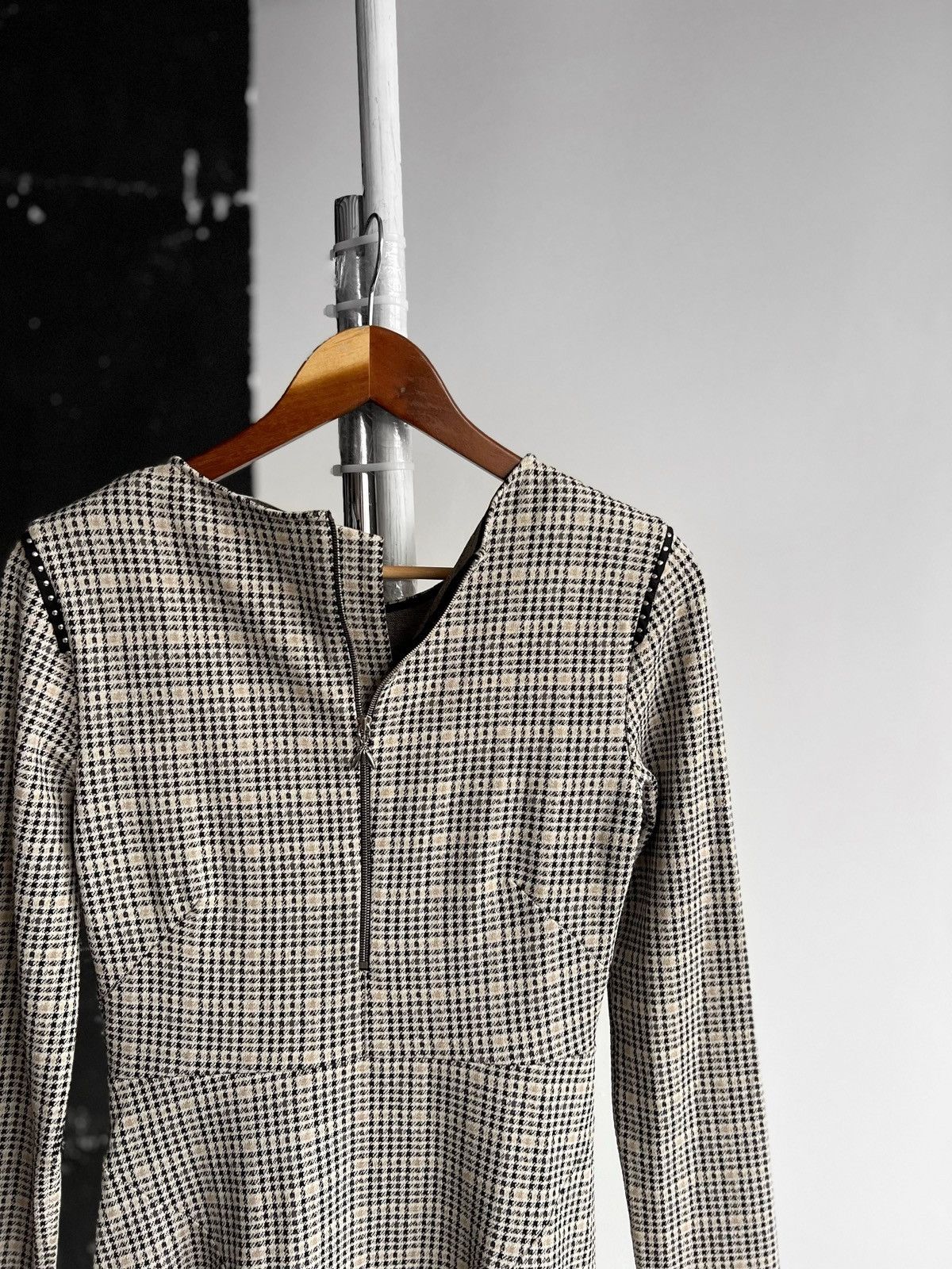 Designer × Patrizia Pepe Patrizia Pepe Womens Premium Checked Long Sleeve Short Dress Size S / US 4 / IT 40 - 5 Thumbnail