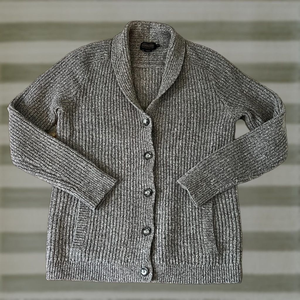 Pendleton Women's Knit Cardigan Sweater Grey Medium Casual Long