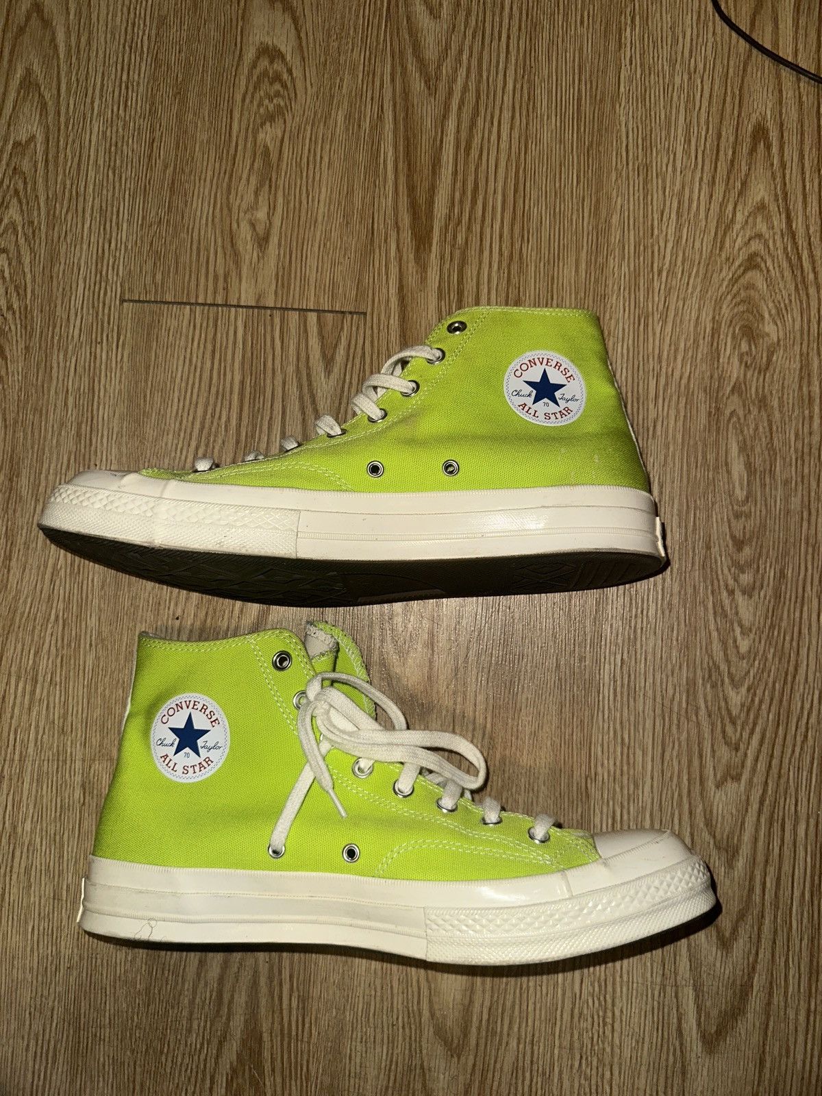 Comme des Garcons PLAY × Converse CDG x Converse Neon Green Size US 12 / EU 45 - 2 Thumbnail