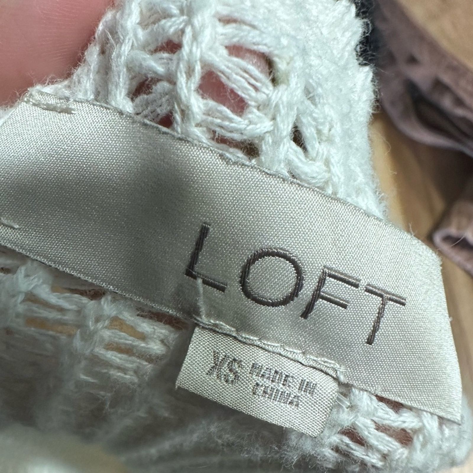 Loft LOFT Ivory White Open Knit Bell Sleeve Bow Tie Sweater Size XS / US 0-2 / IT 36-38 - 3 Thumbnail