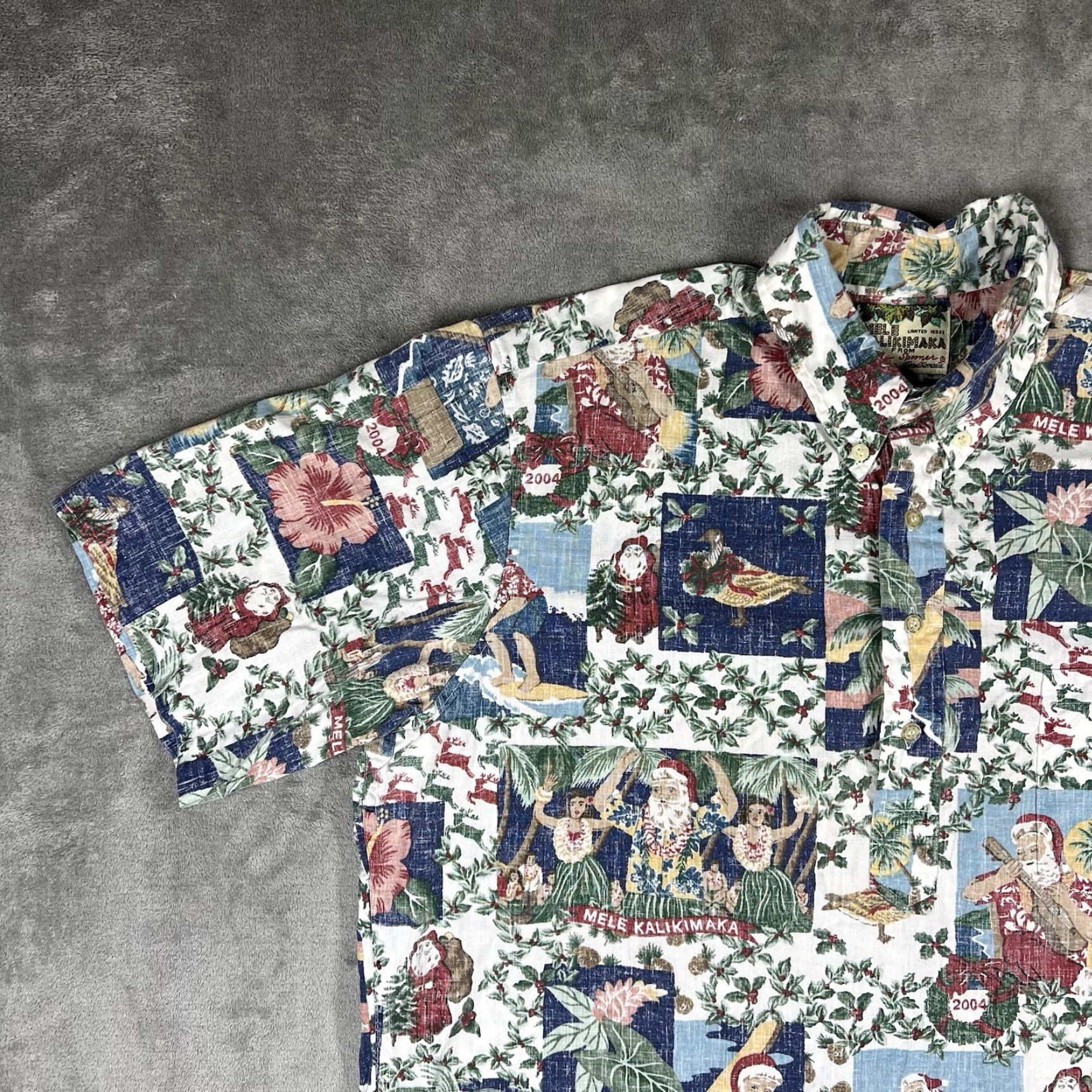 Reyn Spooner VINTAGE Reyn Spooner Mele Kalikimaka Mens Large 1/4 Button Up Hawaiian Shirt Floral Santa Christmas Surf Aloha 2004 Boys/Girls? Size US L / EU 52-54 / 3 - 2 Thumbnail