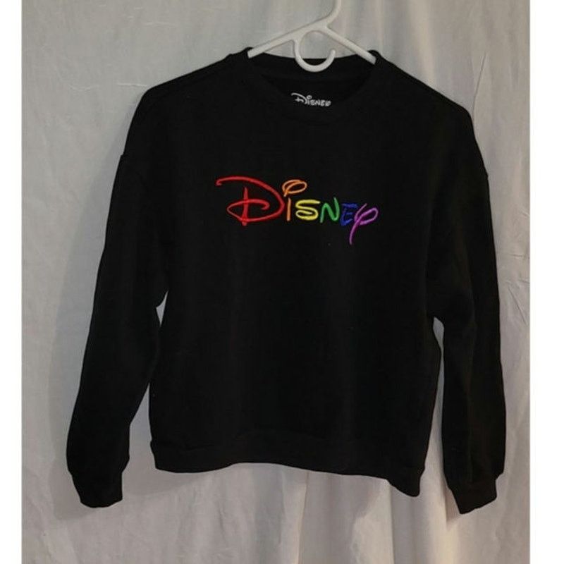 Disney Disney Rainbow Embroidered Logo Sweatshirt Black Size Small Size S / US 4 / IT 40 - 1 Thumbnail