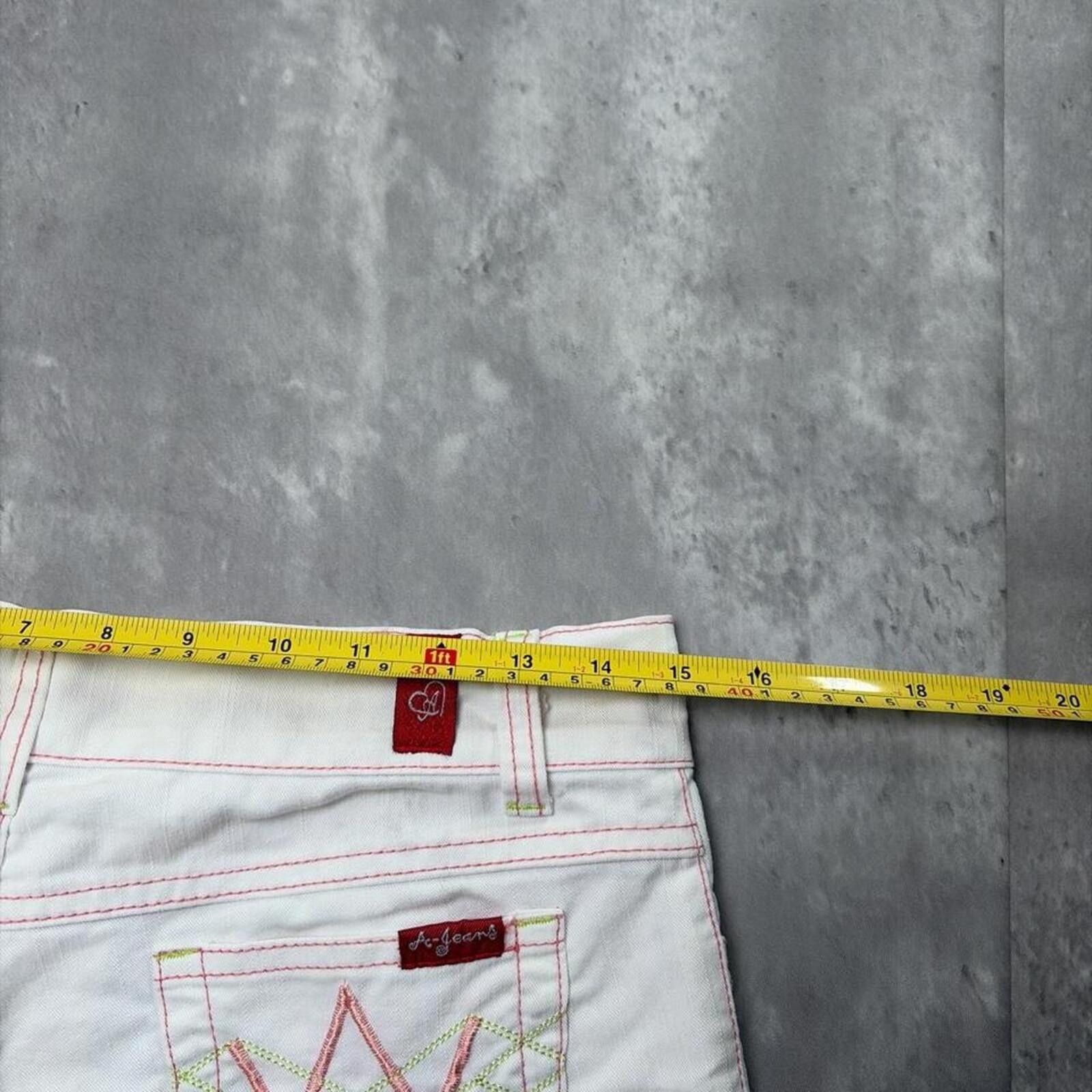 Other Y2K White A-Jeans Grunge Gothic Mini Denim Shorts Size 30" / US 8 / IT 44 - 6 Thumbnail