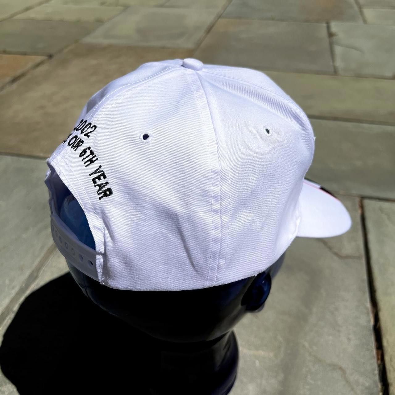 Vintage Y2K 2002 Car Racing Checkered Stripe White Hat Size ONE SIZE - 4 Thumbnail