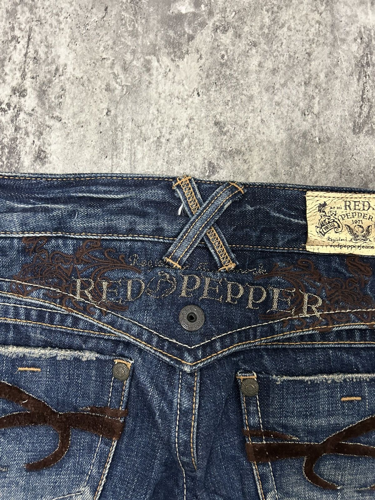 If Six Was Nine × Le Grande Bleu (L.G.B.) × Tornado Mart Red Pepper Gold Label Acid Wash Flare Jeans Size US 28 / EU 44 - 16 Thumbnail