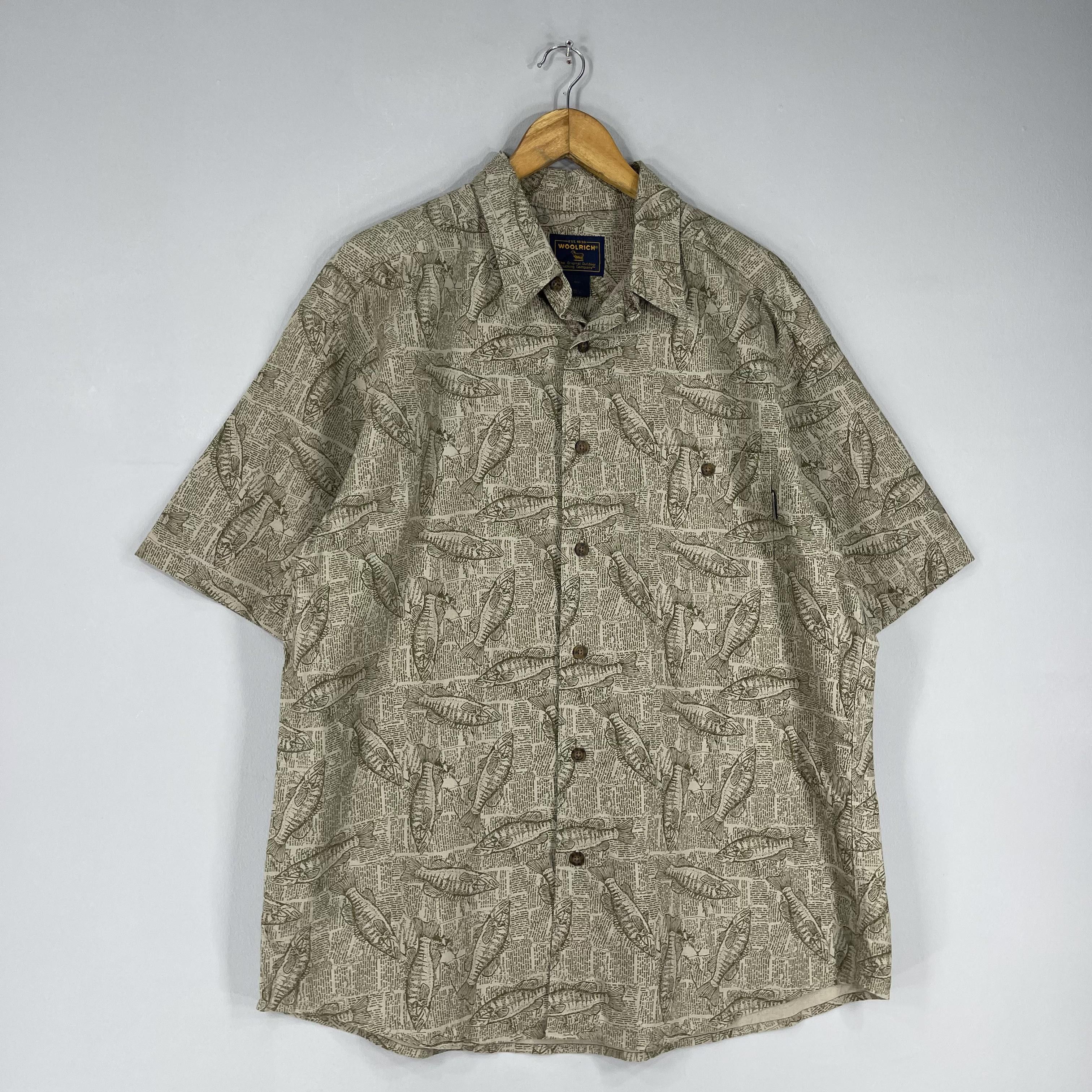Japanese Brand Vintage WOOLRICH Abstract Freswater Bass Overprint Shirt Size US L / EU 52-54 / 3 - 3 Thumbnail