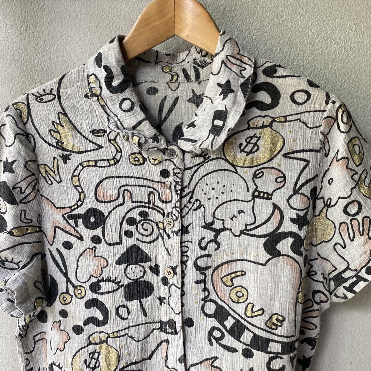 Tsumori Chisato TSUMORI CHISATO Playful Doodle Print Button-Up Shirt Size XS / US 0-2 / IT 36-38 - 3 Thumbnail