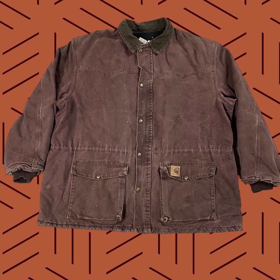 Carhartt VTG Carhartt Jacket 2XL 2XL Mens Brown Quilted Long Coat Workwear Chore Barn C08 1998 90s Reg Cotton Canvas Zip Snap Size US XXL / EU 58 / 5 - 1 Thumbnail