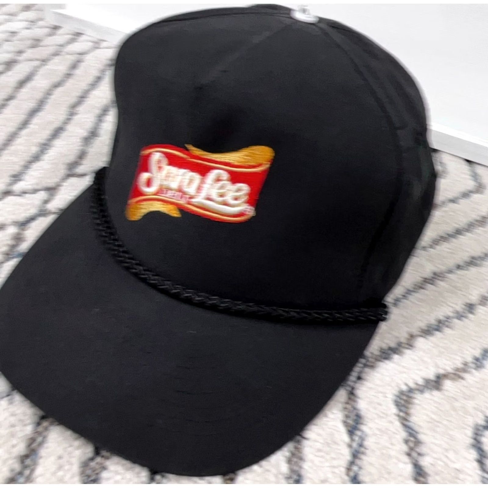 Lee VINTAGE Sara Lee Hat Cap Trucker Strap Back Deli Lunch Meats Rope Mens Y2K 90s Black Size ONE SIZE - 5 Thumbnail