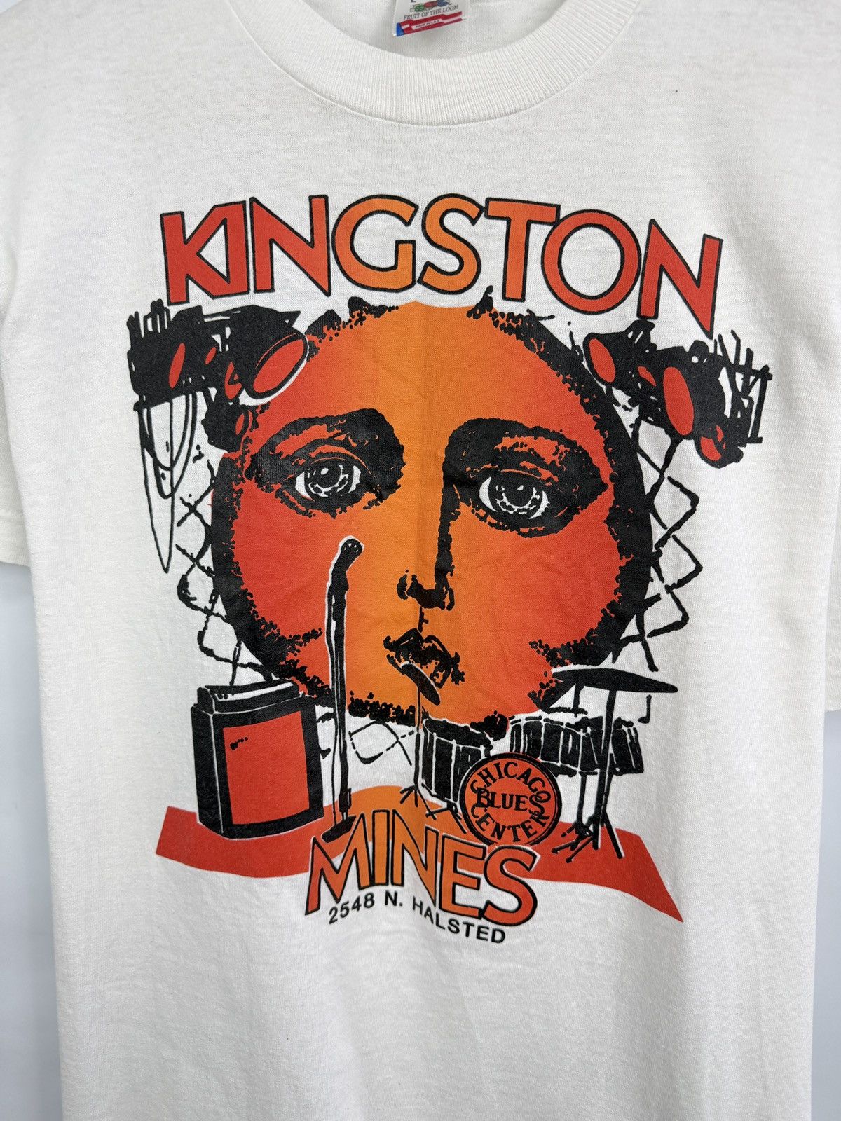 Fruit Of The Loom 🇺🇸 Vintage 80s Vintage Kingston Mines Chicago Blues Center Te Size US L / EU 52-54 / 3 - 4 Thumbnail