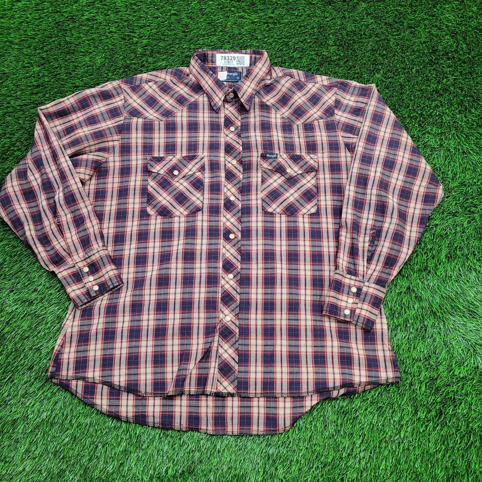 Wrangler VTG Wrangler Western Pearl Snap Shirt XL Shadow Plaid USA Size US XL / EU 56 / 4 - 1 Thumbnail