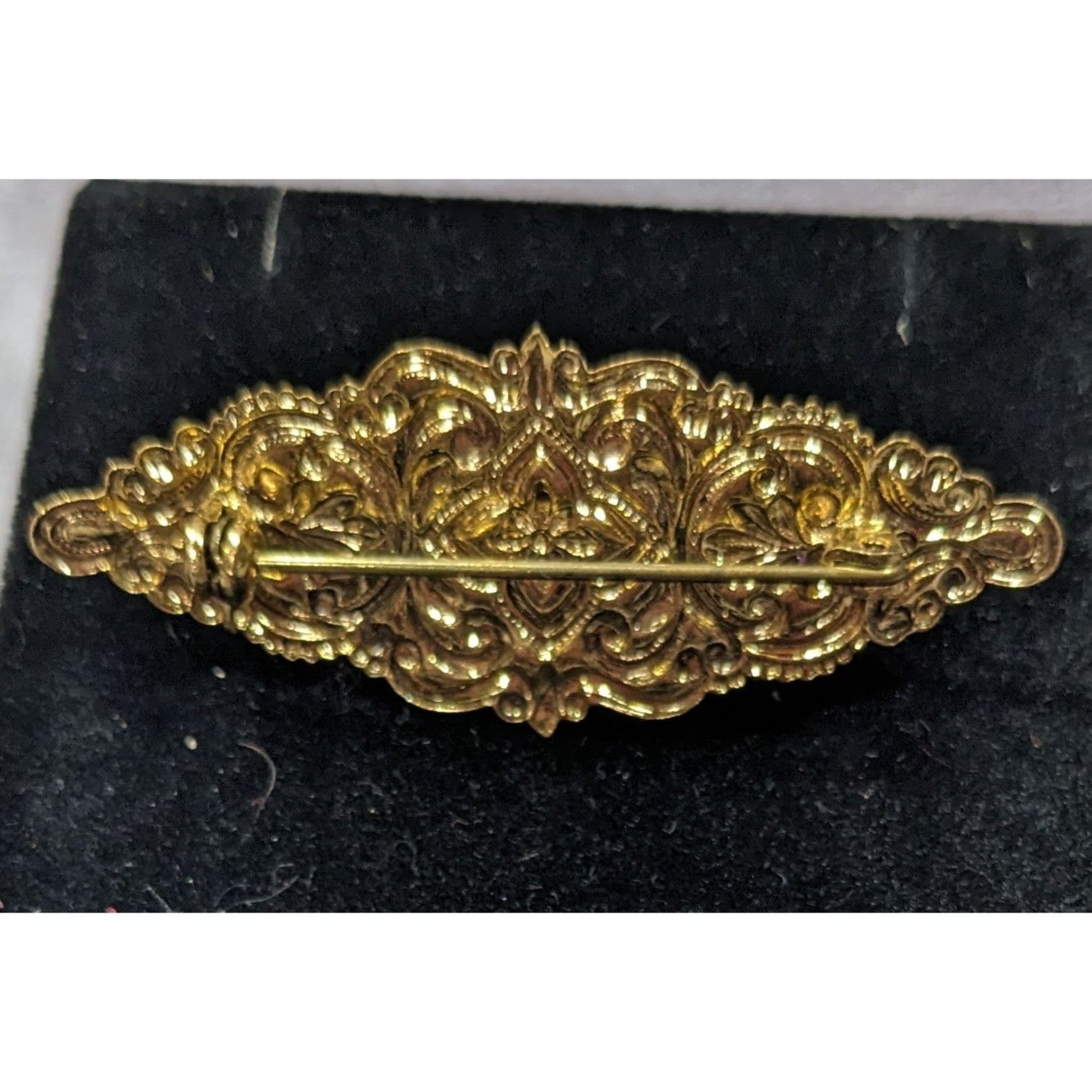 Other Vintage Victorian Vampire Red Gemmed Floral Brooch Size ONE SIZE - 4 Thumbnail