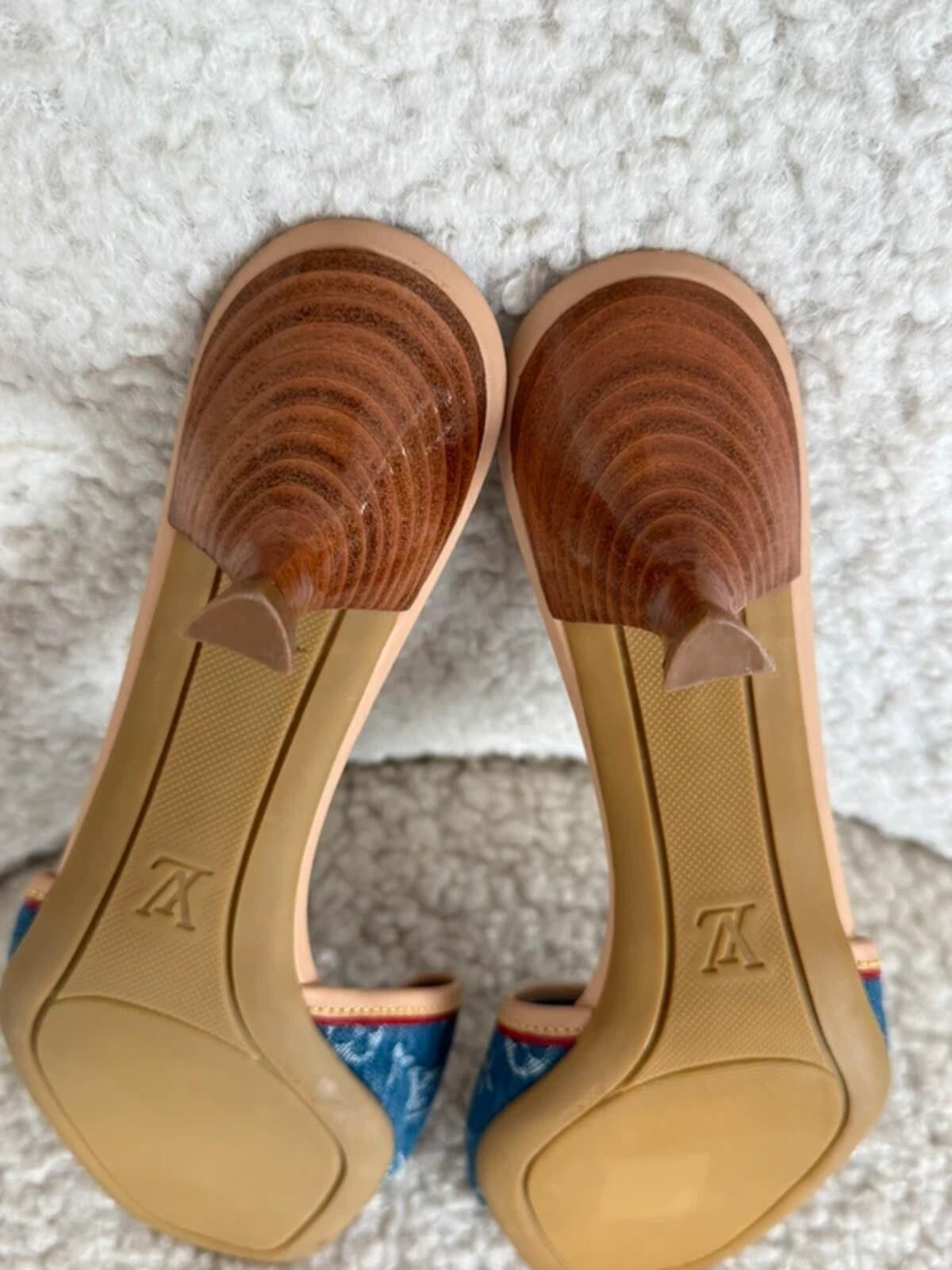 Louis Vuitton Louis Vuitton Denim Monogram Kitten Heel Mules Size US 8 / IT 38 - 6 Thumbnail