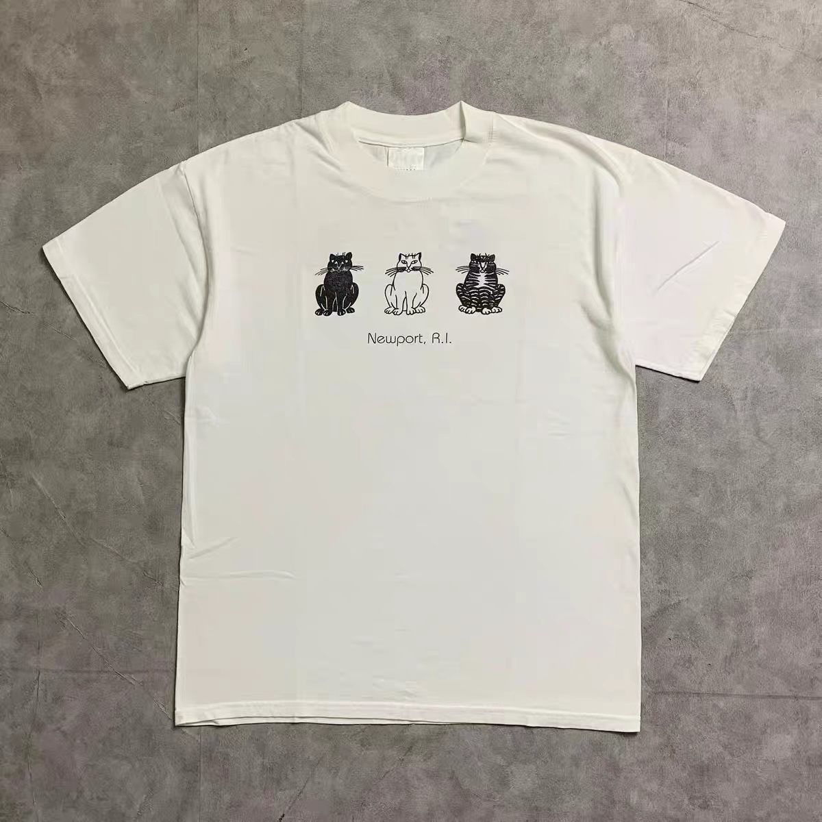 Vintage White Vintage Cat-Print T-Shirt Size US M / EU 48-50 / 2 - 1 Thumbnail