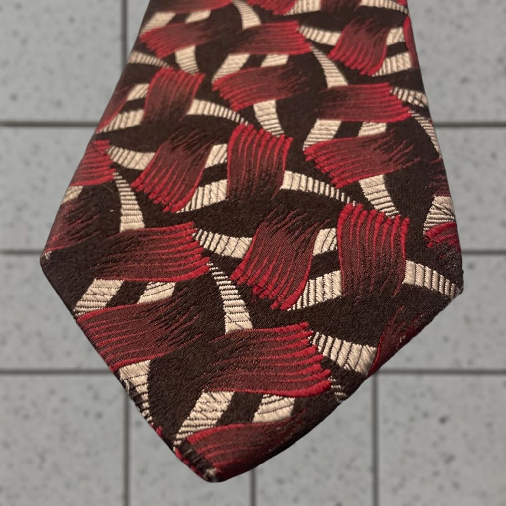 Vintage VINTAGE Carlo Palazzi Tie 100% Italian Silk Black Red Geometric Valentine Mens One Size 59" Adjustable Handmade Size ONE SIZE - 1 Thumbnail