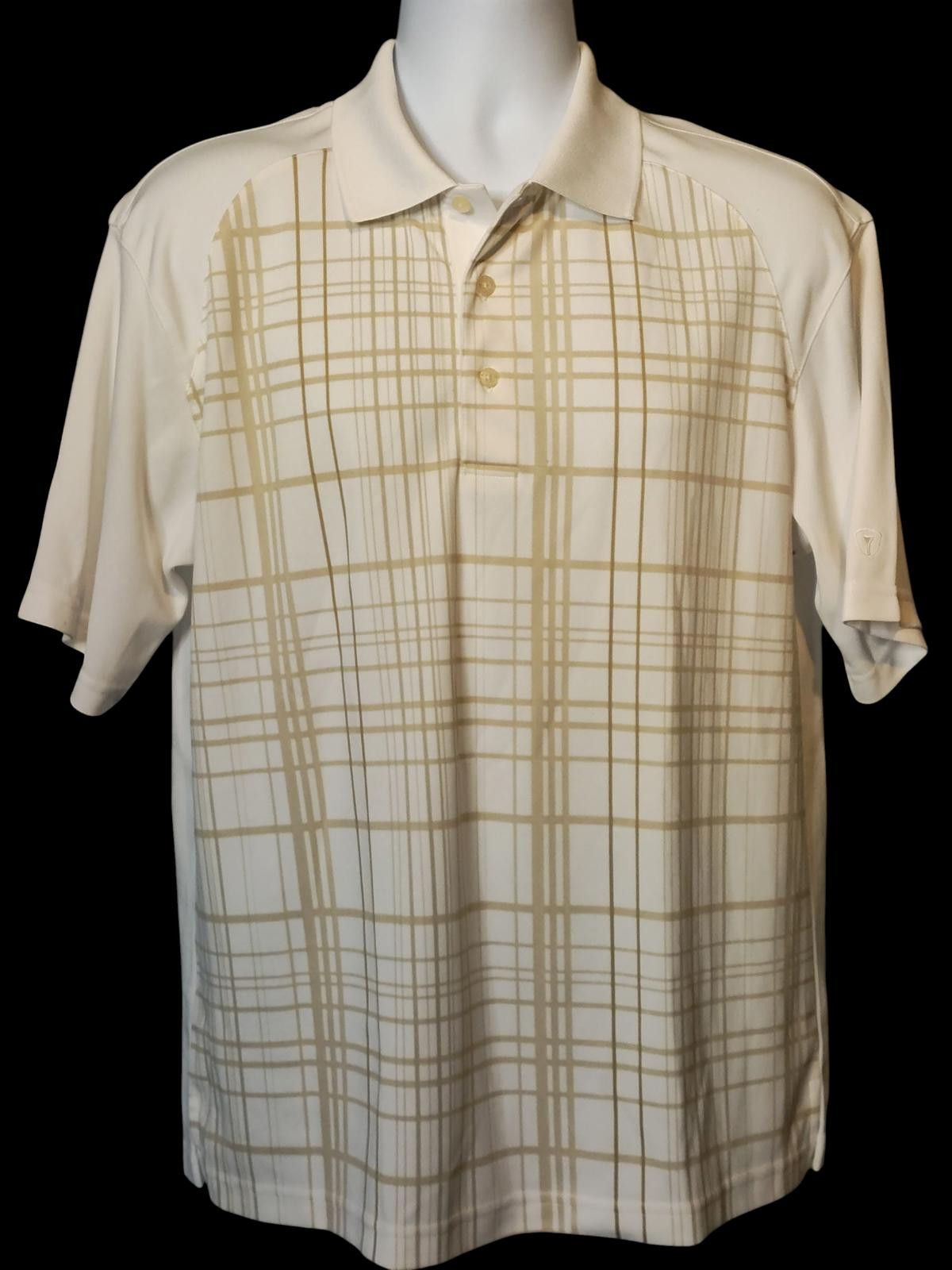 PGA Tour PGA Tour Men's Short Sleeve Polo Shirt w/Beige Plaid Pattern Size US M / EU 48-50 / 2 - 3 Thumbnail