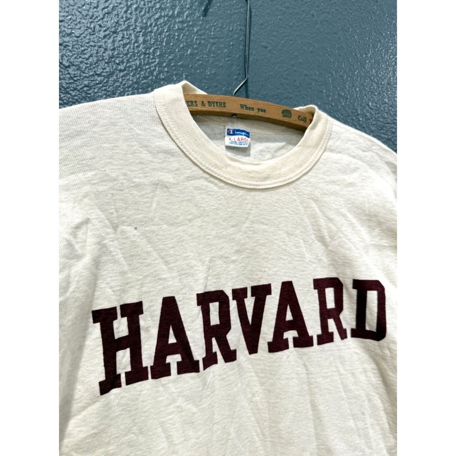 Champion VINTAGE Champion Shirt XL USA Harvard University Cotton Raglan Blue 70s Men Girls Mens Size US XL / EU 56 / 4 - 4 Thumbnail