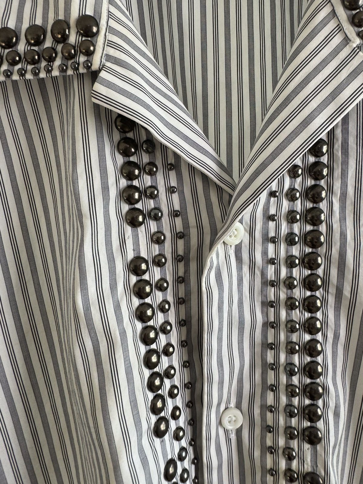 Prada Prada 2015 Runway Studded Collar Shirt Striped M Size US M / EU 48-50 / 2 - 4 Thumbnail
