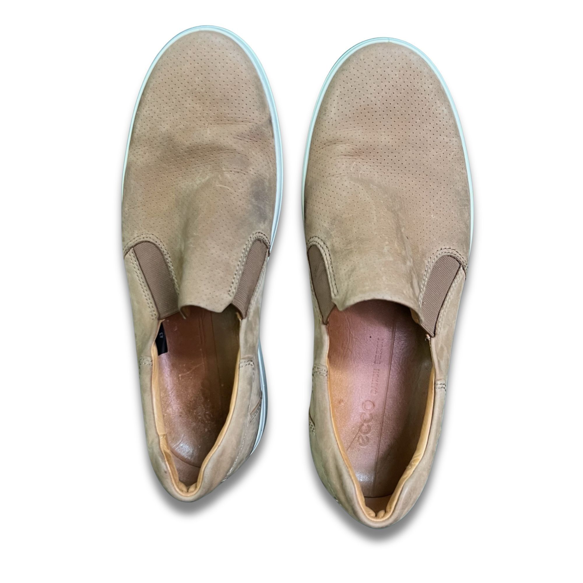 Ecco ECCO Mens Soft 7 Slip-On Leather Sneakers Beige & White Size Size US 9 / EU 42 - 2 Thumbnail