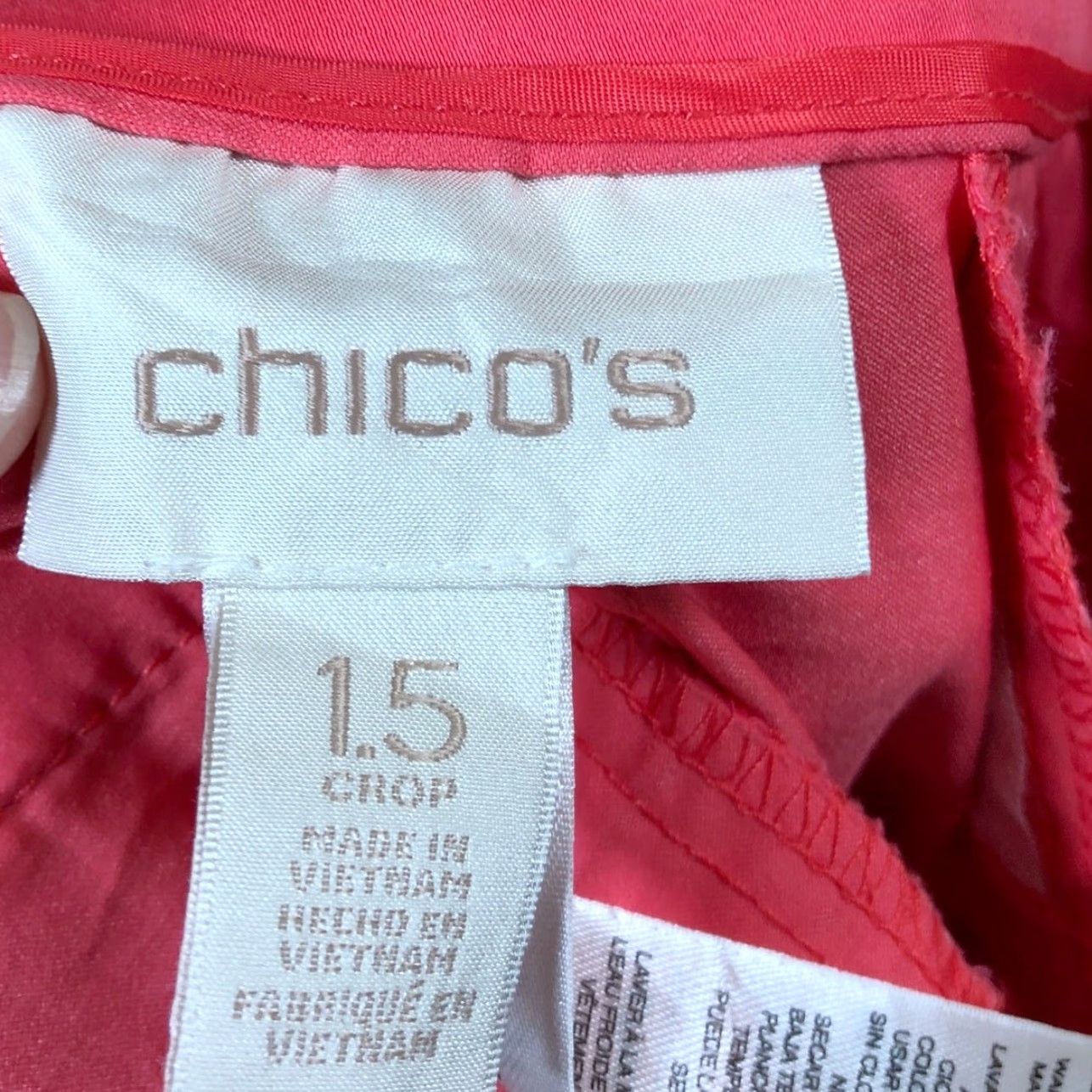 Vintage Chicos Womens Pants Red High Rise Cropped Stretch 1.5 M Cropped Front Flat Front Zip Button Pockets Casual Workwear 34 in Inseam 27 in Regular Size 24" / US 00 / IT 34 - 4 Thumbnail