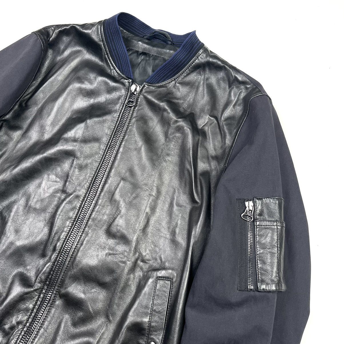 Lanvin Lanvin Classic Leather Bomber Jacket Luxury Blue Size US M / EU 48-50 / 2 - 4 Thumbnail