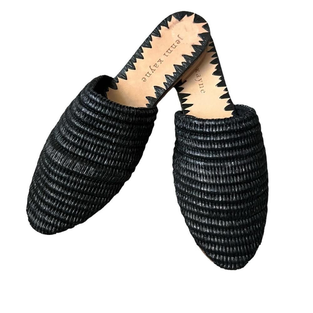 image of Jenni Kayne Raffia Mule Shoess Black Size 6 NWOT Shoes, Women's