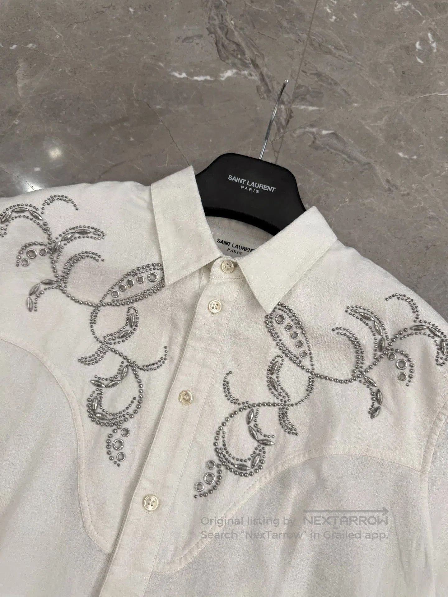 Saint Laurent Paris Saint Laurent White Embroidered Short. Size US XXS / EU 40 - 3 Thumbnail